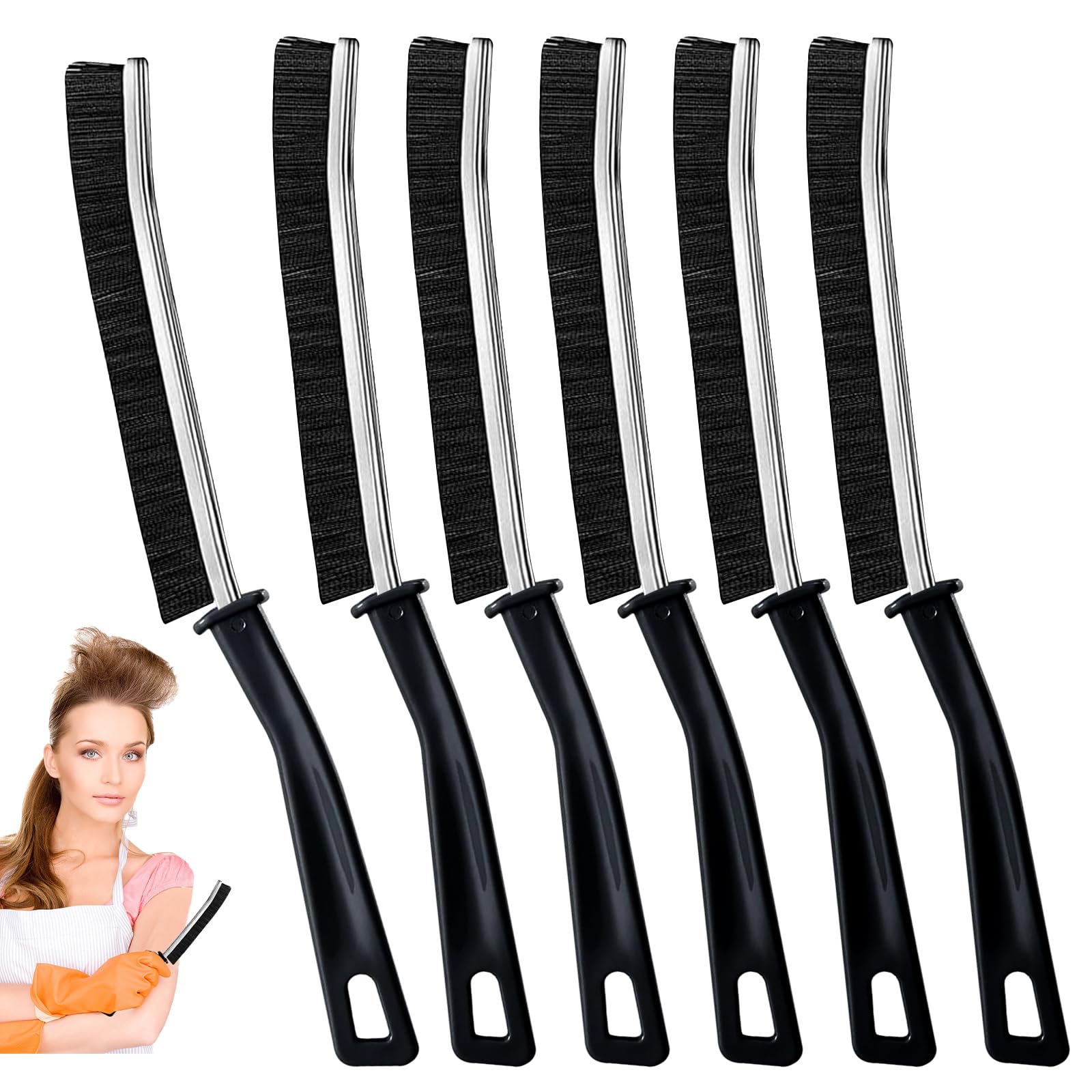 6 Pcs Hard Bristle Crevice Cleaning Brush, Multifunctional Gap Cleaning Brush Tool for Small Spaces Cleaning, Scrub Brush Suitable for Kitchen, Bathroom Faucets, Windows, Tiles