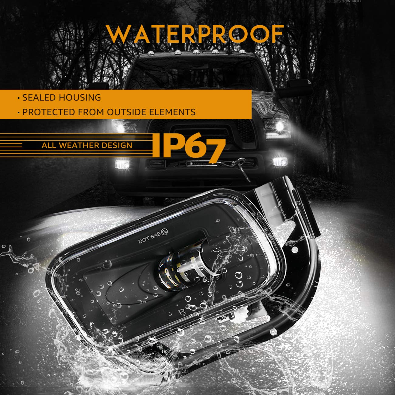 Auxbeam LED Fog Lights DOT Approved for Ram 1500 2009-2012, Ram 2500/3500 2010-2018, LED Fog Lamps Replacement for Dodge Ram 1500 2500 3500 w/Bracket, 2 Pcs Black