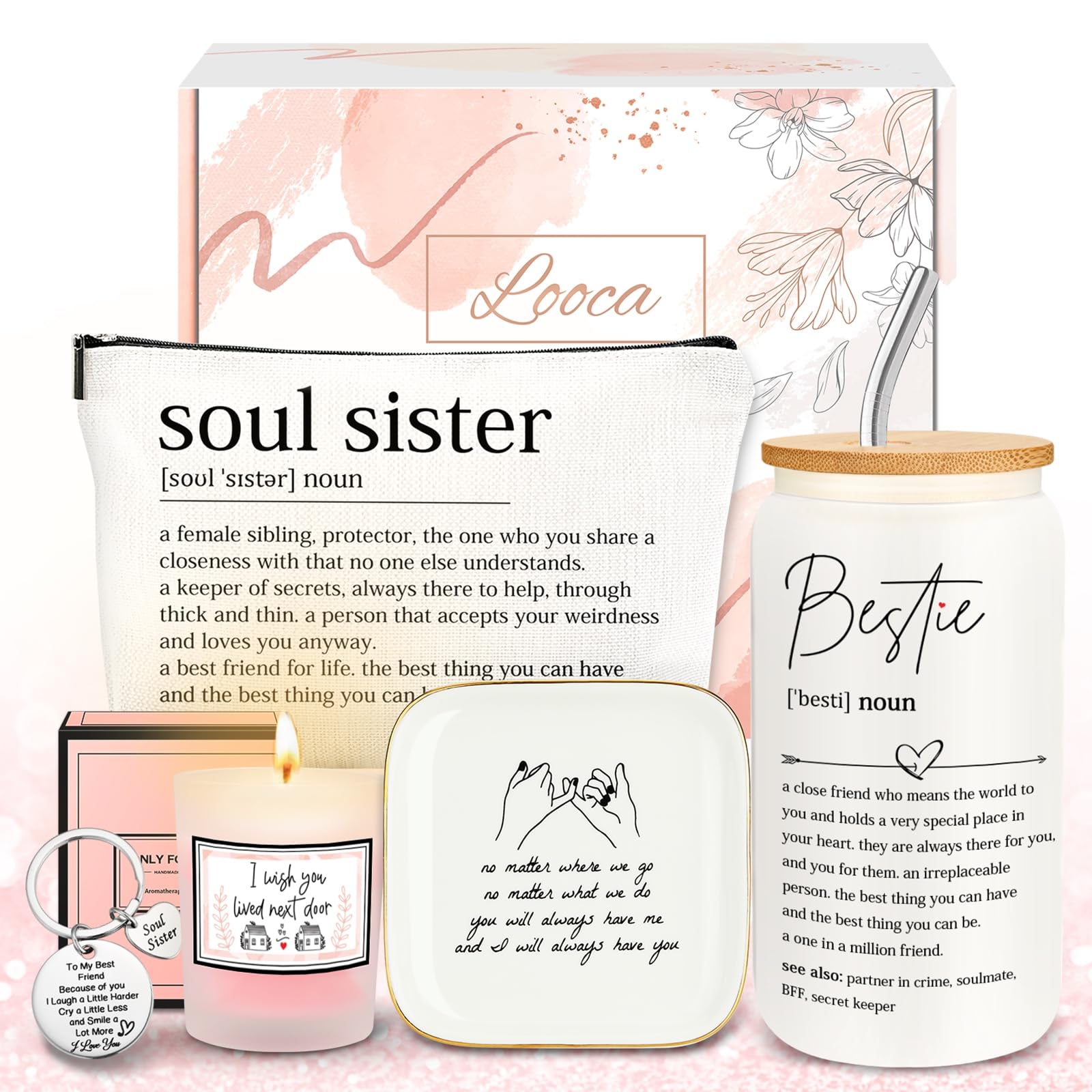 Looca Best Friend Birthday Gifts for Women Friendship Gifts for Women Best Friends Gifts for Women Bestie Gifts for Friend Woman Best Friend Gift Basket for Friends Female Soul Sister BFF Bestfriend