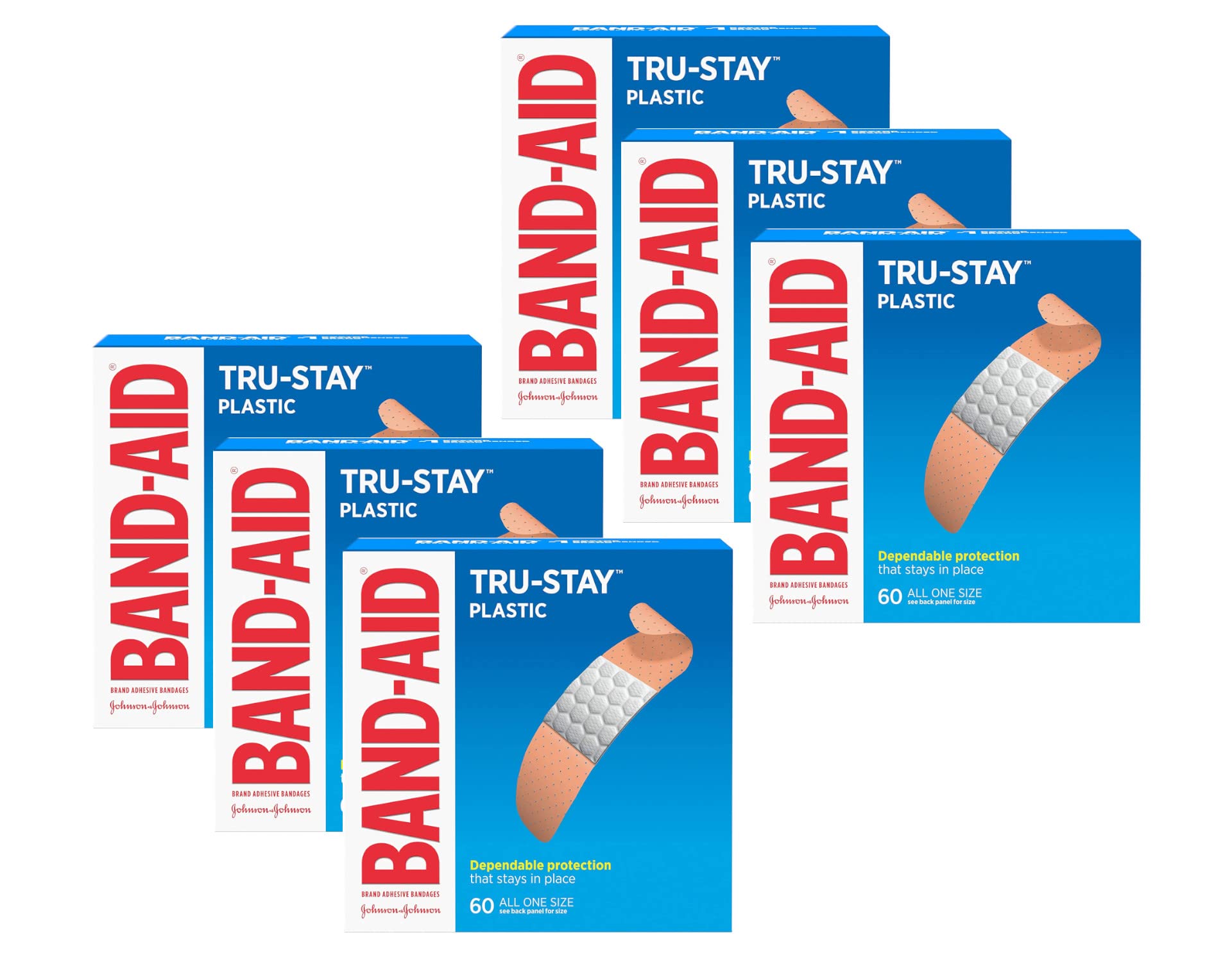 BAND-AID Plastic Strips All One Size 60 Each (Pack of 6)