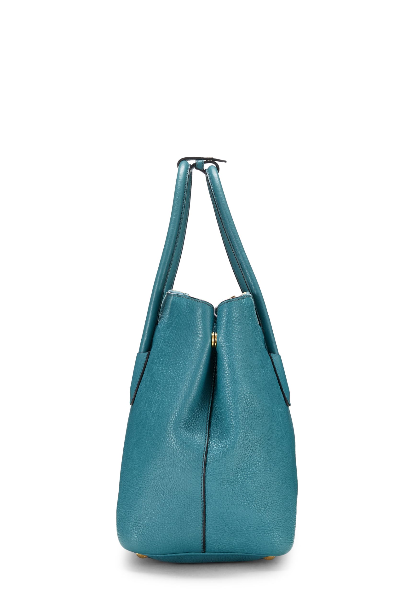 Prada, Pre-Loved Blue Vitello Daino Convertible Top Handle Tote, Blue