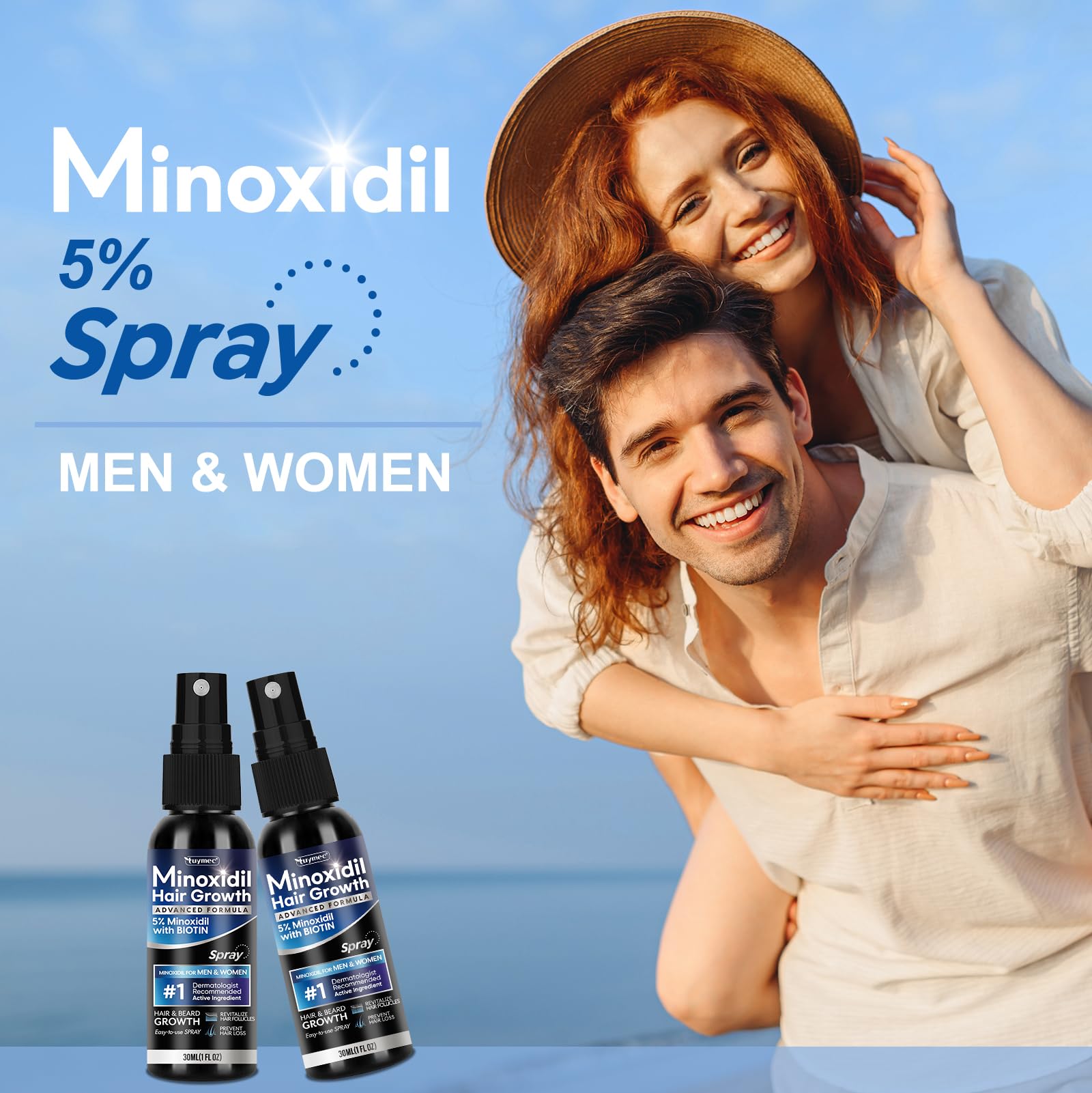 5% Minoxidil Spray 2PCS, Minoxidil for Women Hair Growth, Minoxidil for Men Hair and Beard, Minoxidil Spray for Men and Women.