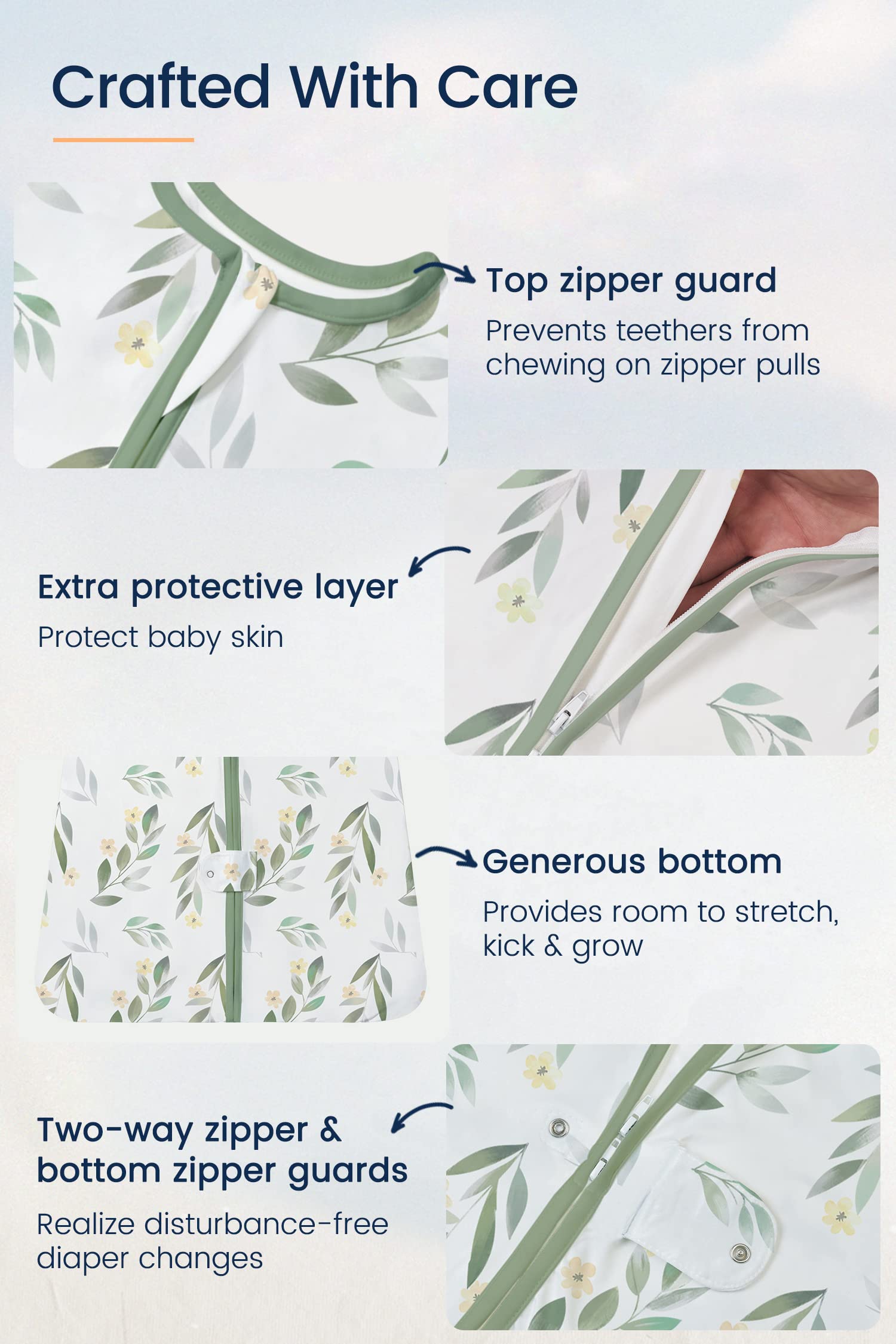 TotAha Baby Girl Sleep Sack 6-12 months 3 Pack, Buttery Soft Wearable Blanket Baby Sleeping Bag with 2-way Safe Zipper. 0.5 TOG