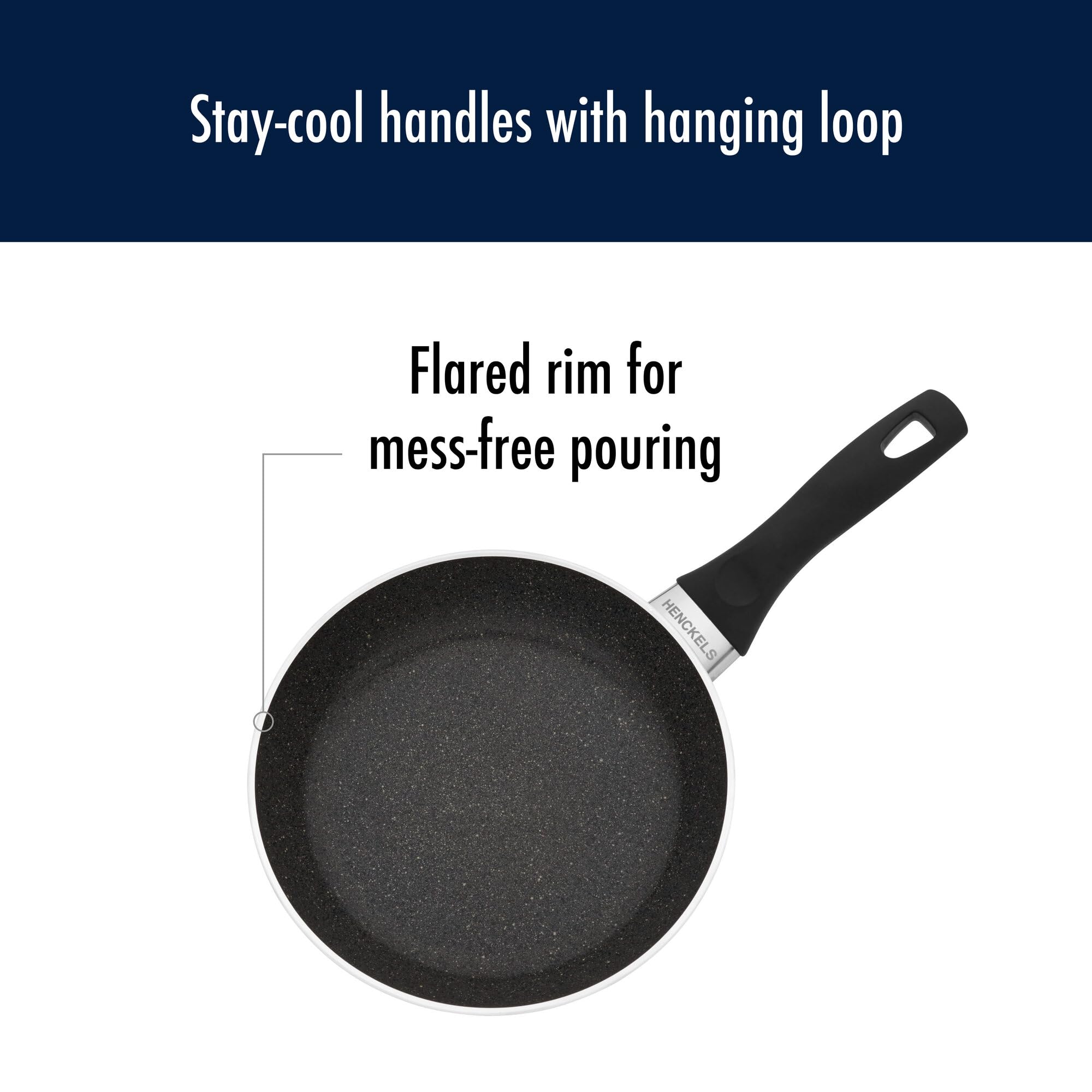 Henckels Everlift 8-inch Granitium Nonstick Frying Pan, Made in Italy, durable 3-layer granite-hued nonstick coating from recycled materials, Oven safe to 400°F, Dishwasher safe