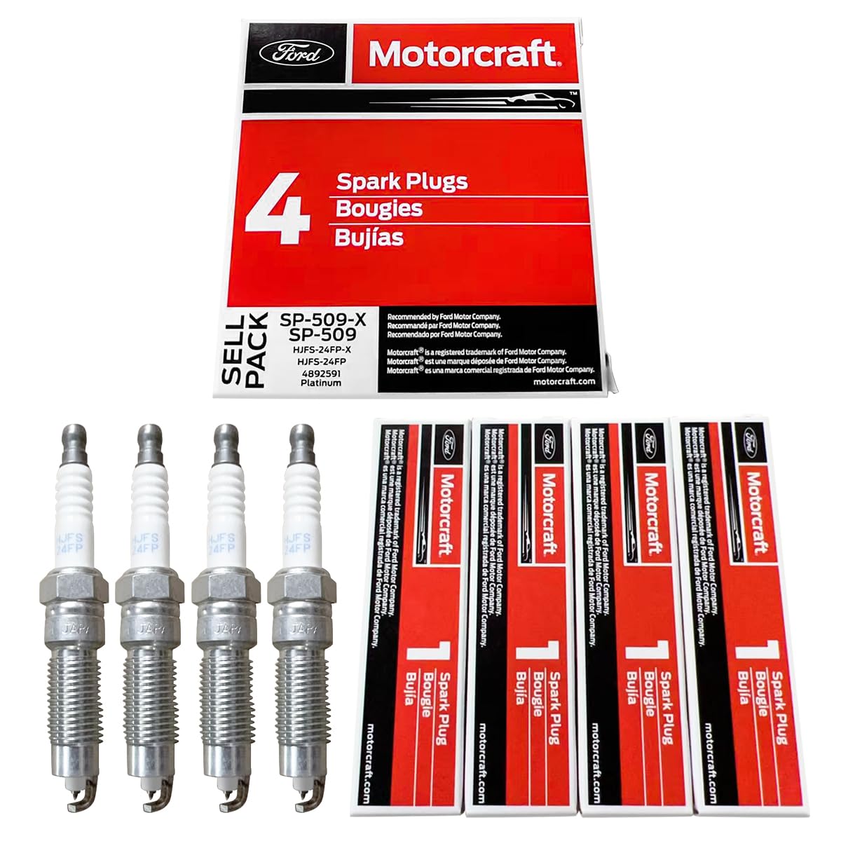MAS Set of 8 Ignition Coils Brown boots DG521 and Motorcraft SP-509 Spark Plugs Compatible with Ford Expedition F-150 Super Duty F-250 F-350 F-450 F-550 F53 4.6L 5.4L C1659 DG521