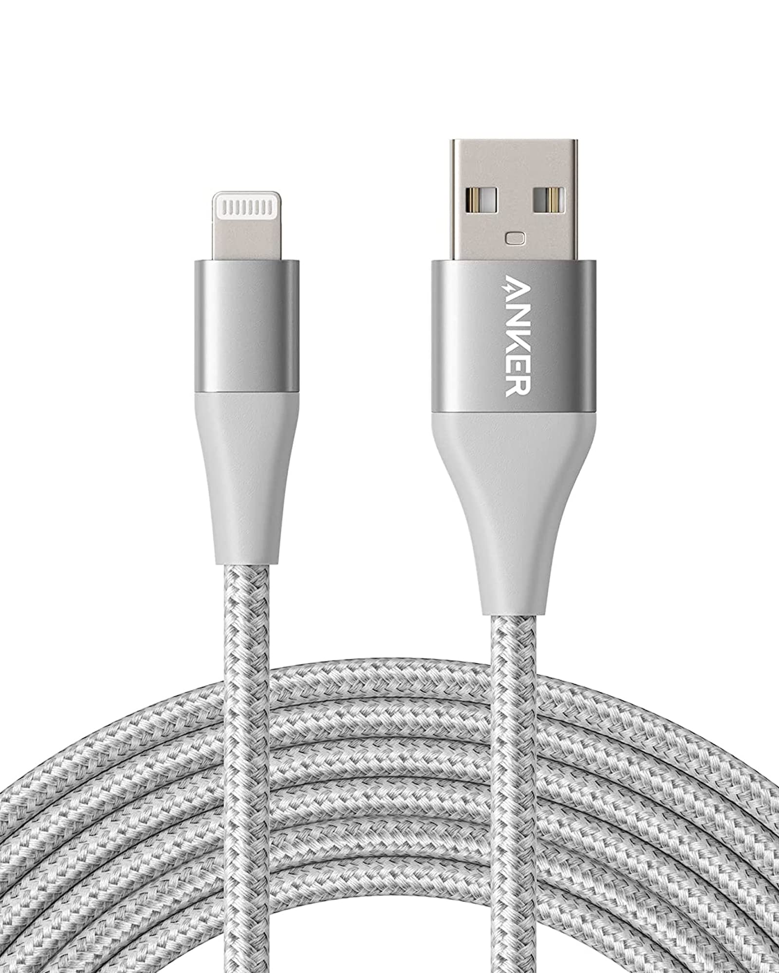 Anker Powerline+ II, USB A to Lightning Cable,MFi Certified for Flawless Compatibility with iPhone 11 Series SE/Xs/XR, and More(10FT,Silver)