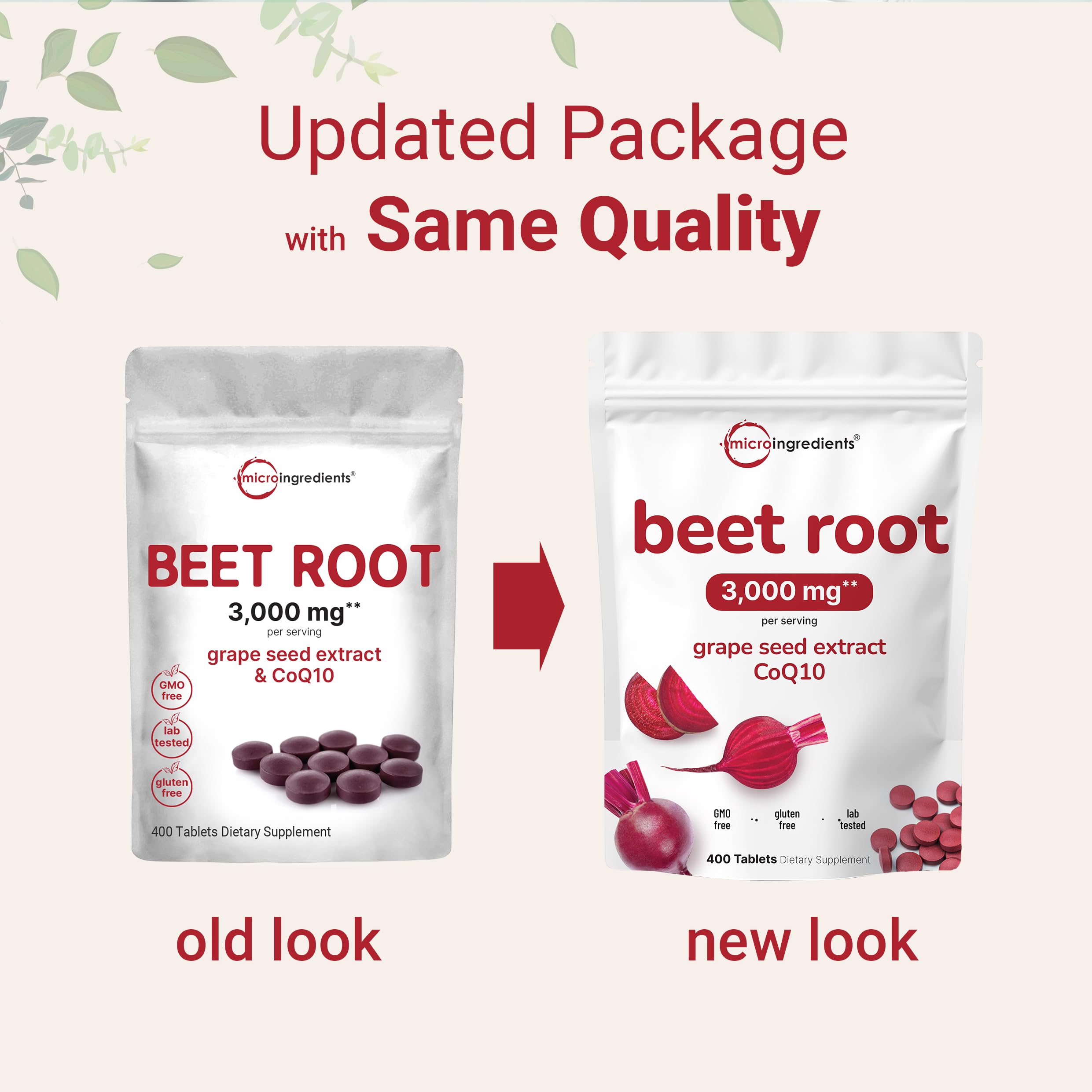 Beet Root 3,000mg with Grape Seed Extract & CoQ10, 400 Tablets | 200 Servings | Super Beets Supplements from Fresh Beetroot Extract for Nitric Oxide, Blood Pressure & Heart Health Support