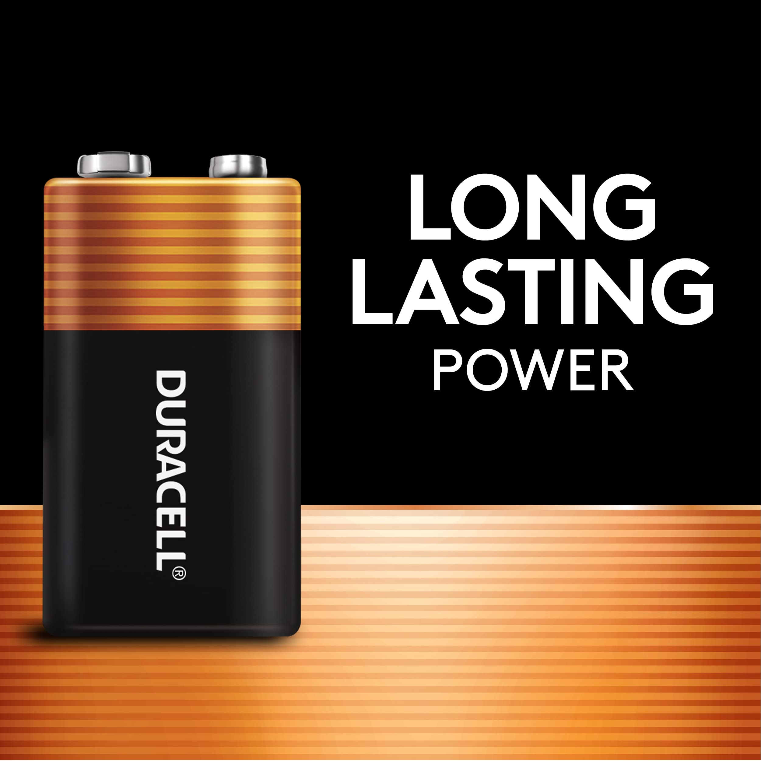 Duracell Coppertop 9V Battery, 6 Count Pack, 9 Volt Battery with Long-lasting Power, All-Purpose Alkaline 9V Battery for Household and Office Devices