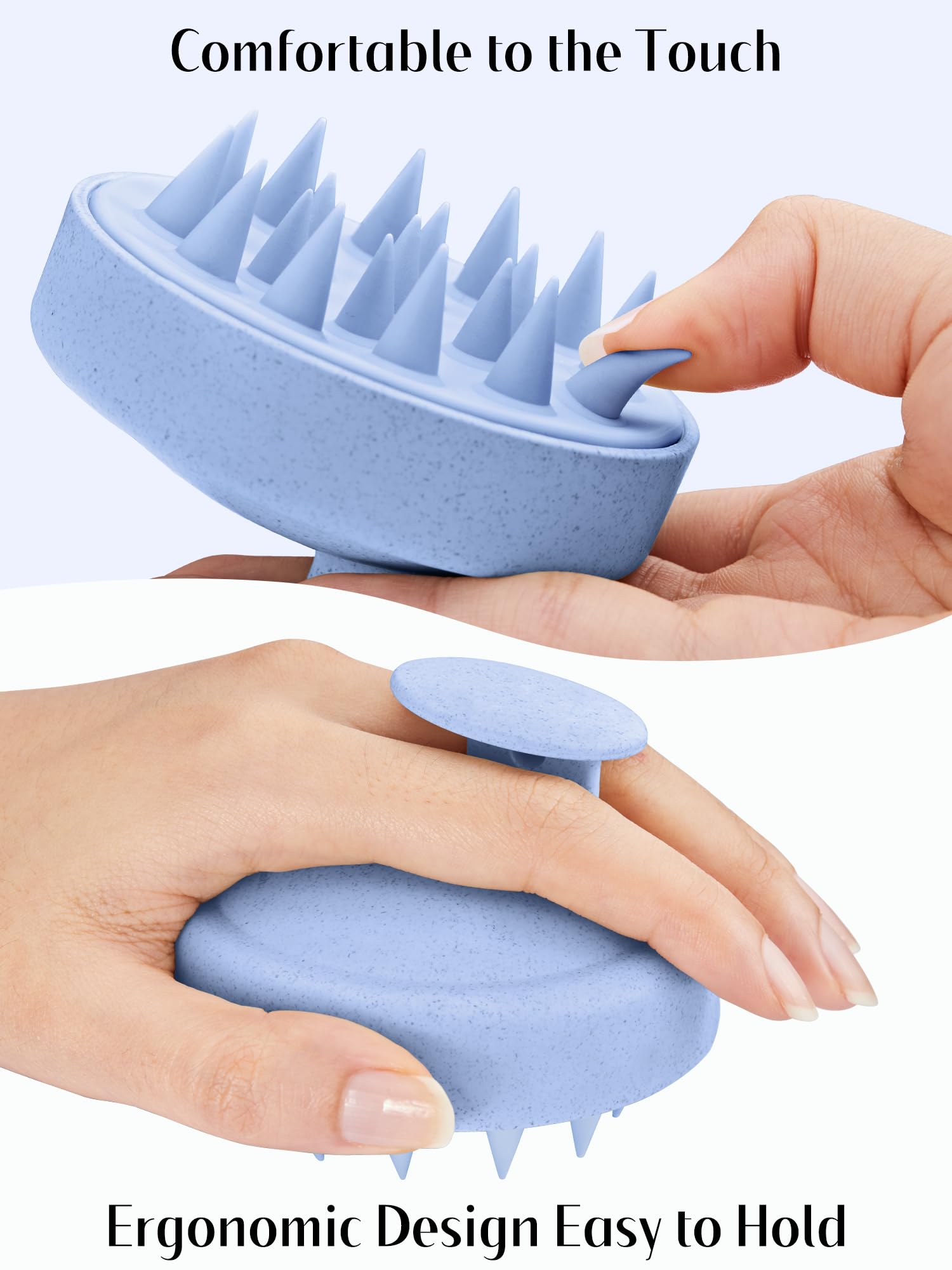 HEETA Scalp Massager Hair Growth, Soft Silicone Bristles to Remove Dandruff and Relieve Itching, Scalp Scrubber for Hair Care Relax Scalp, Shampoo Brush for Wet Dry Hair, Upgraded Material, Blue