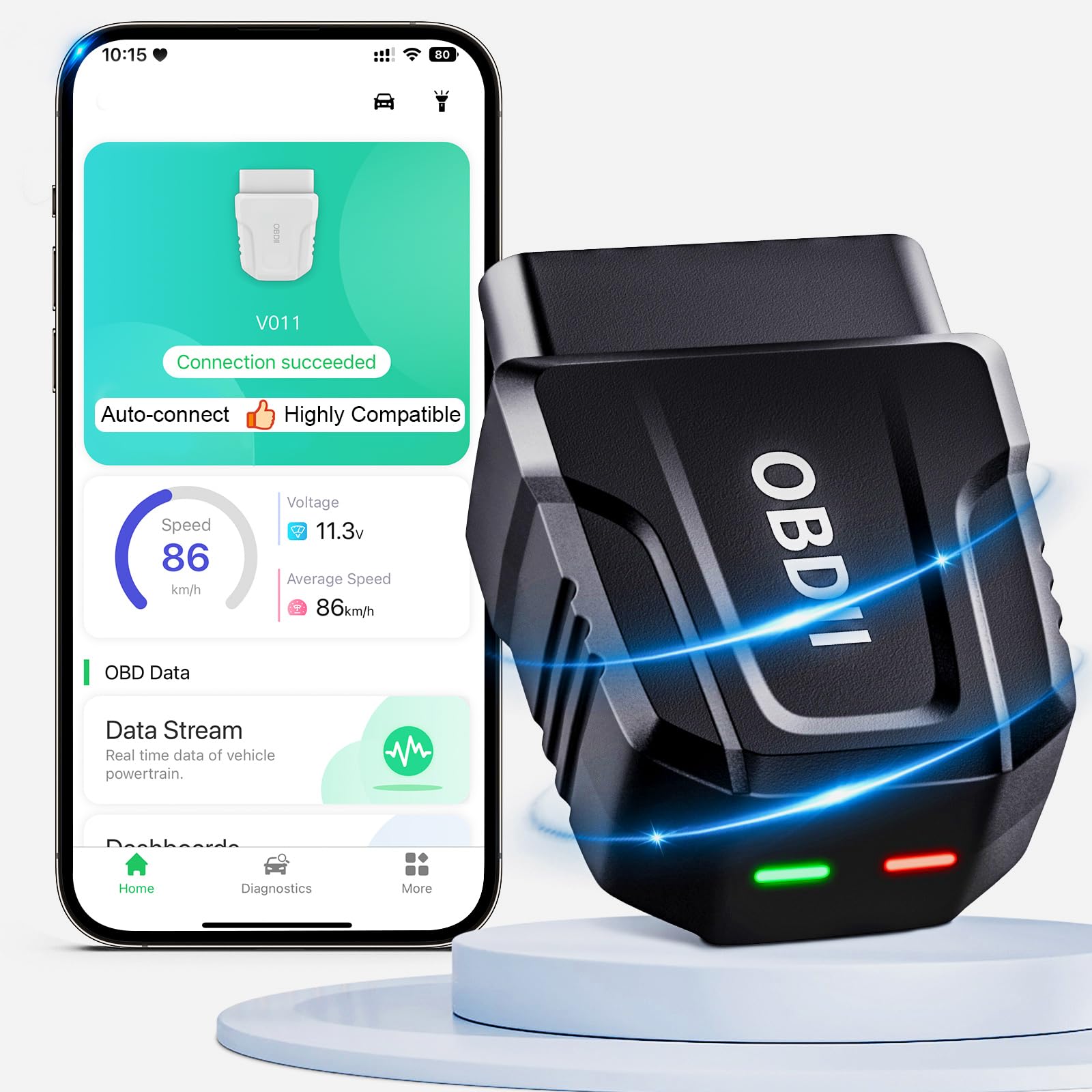 Bluetooth OBD2 Scanner APP for Car: Wireless Easy Setup 1S Auto Connect to Phone - Clear/Reset Vehicle Engine Error Code Reader Diagnostic Tool for iOS/Android