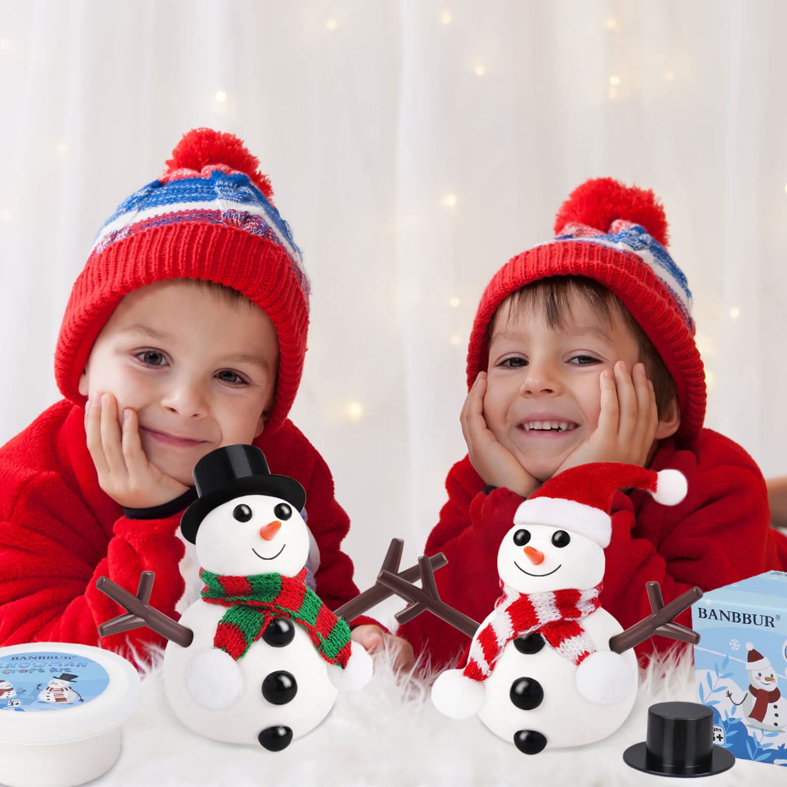 BANBBUR 9 Pack Build a Snowman Kit Snowman Crafts for Kids,Modeling Clay Snowman DIY Kit, Christmas Stocking Stuffers for Kids,Christmas Crafts Xmas Gift