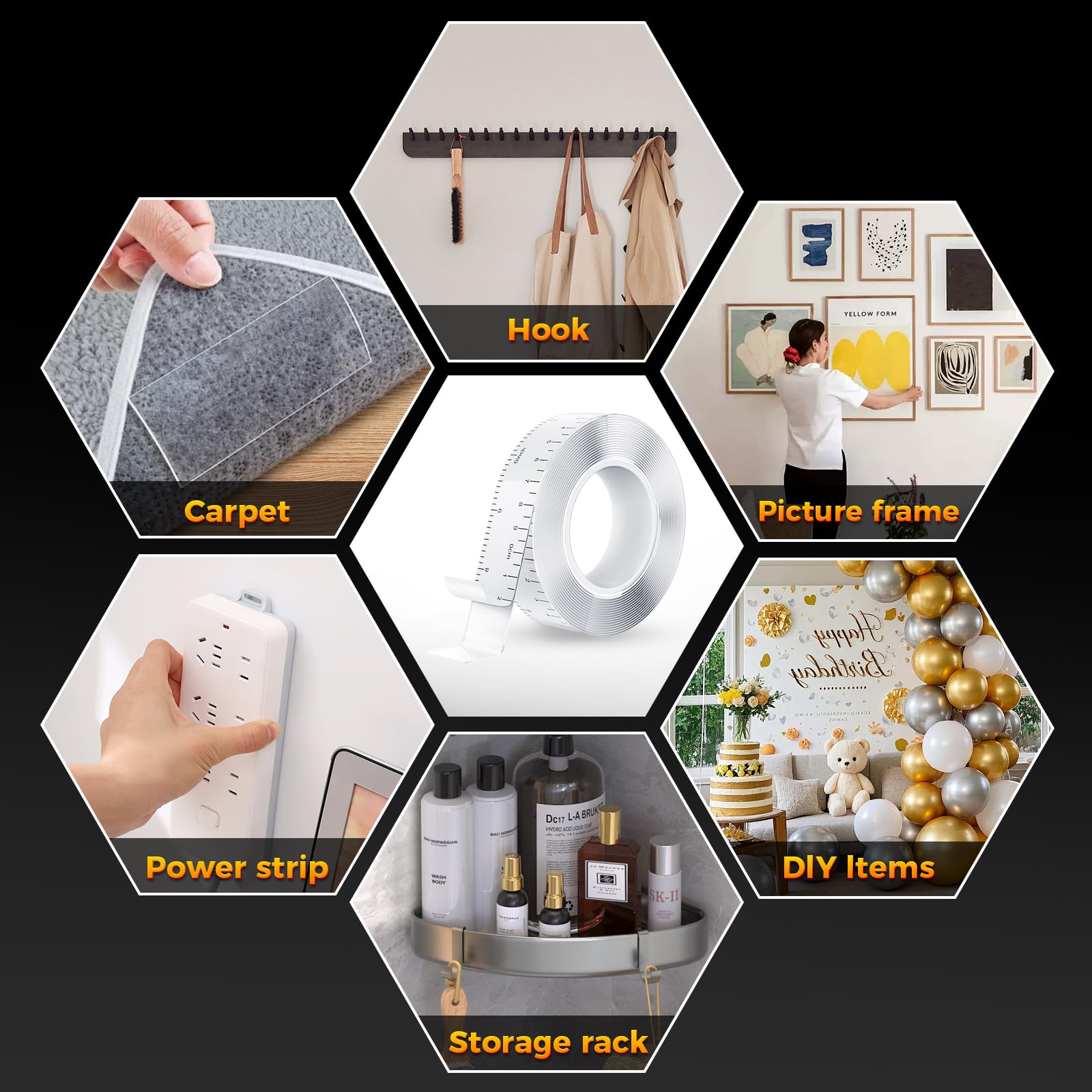 PHIXBEAR Double Sided Tape Heavy Duty with INCH & CM Markings, 1.18''×13.5ft Double Sided Mounting Tape, Removable Traceless NanoTape for Indoor & Outdoor, Automotive Trim