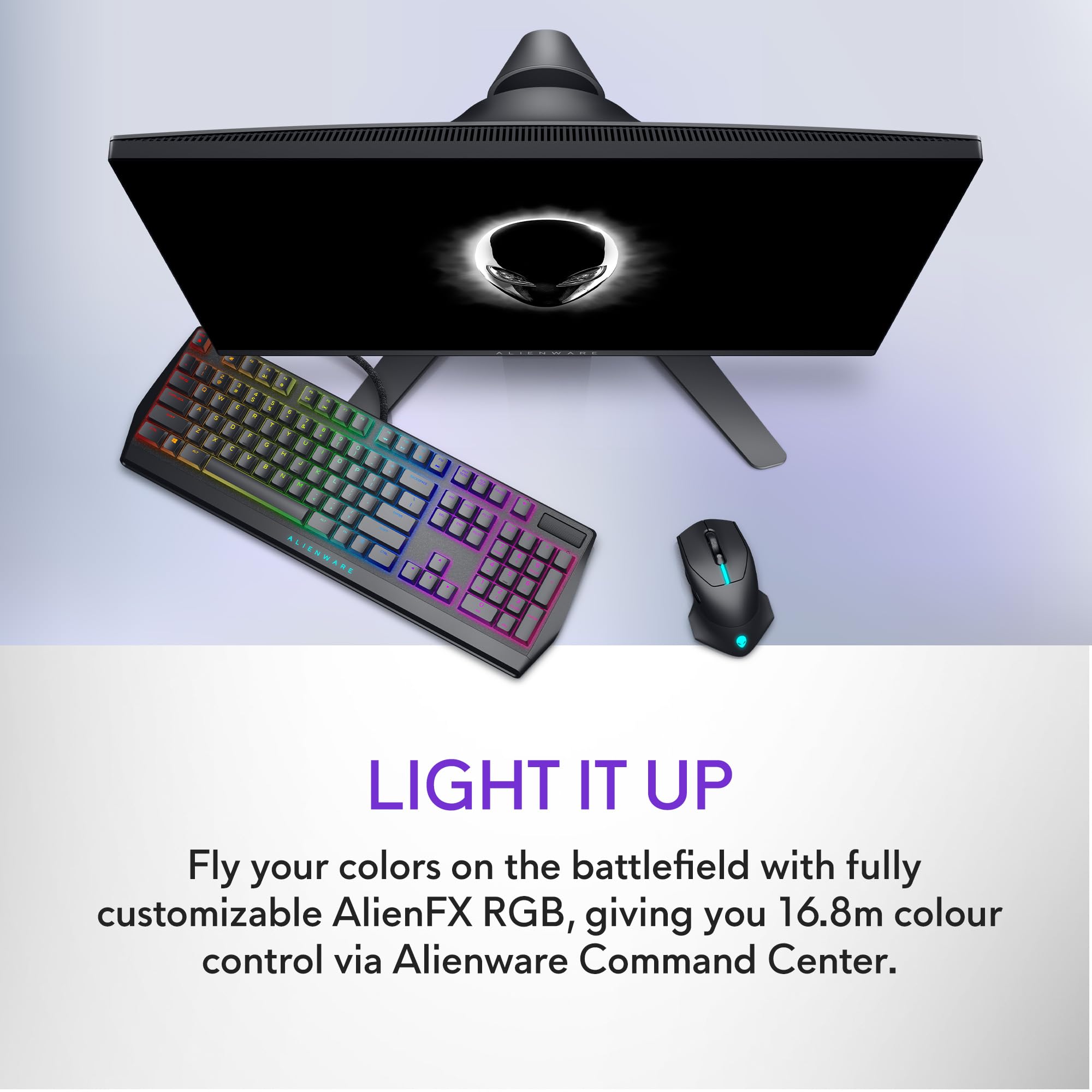 Alienware Wired/Wireless Gaming Mouse AW610M: 16000 DPI Optical Sensor - 350 Hour Rechargeable Battery, 7 Buttons, 3-ZONE 16.8m AlienFX RGB Lighting, Edge-Free Design, Ergonomic, Dark Side of the Moon