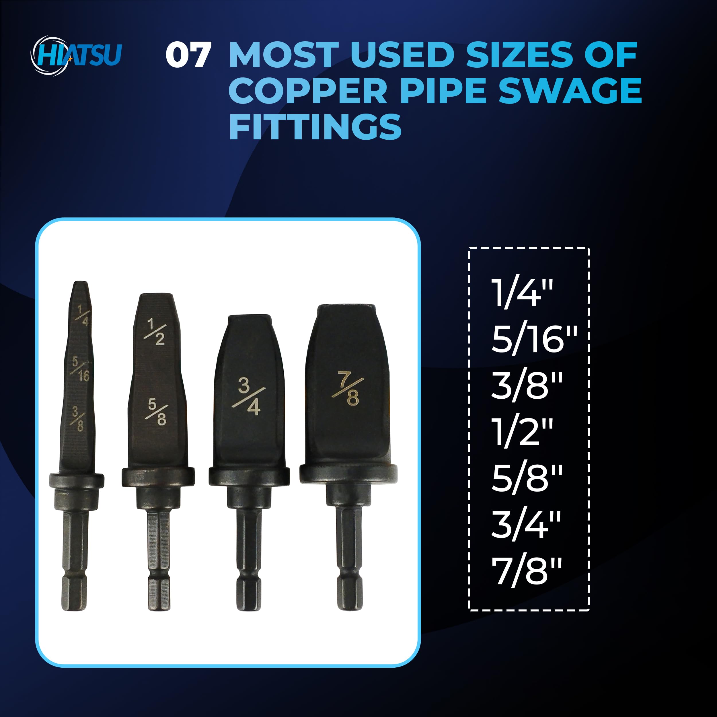 Swaging Tool Drill Bit Set, HVAC Repairing Set 7 Different Gauges, Air Conditioner Manual Copper Tube Expander Pipe Swage with 1/4", 5/16", 3/8", 1/2", 5/8", 3/4", 7/8" Drill Bit Repairing Set