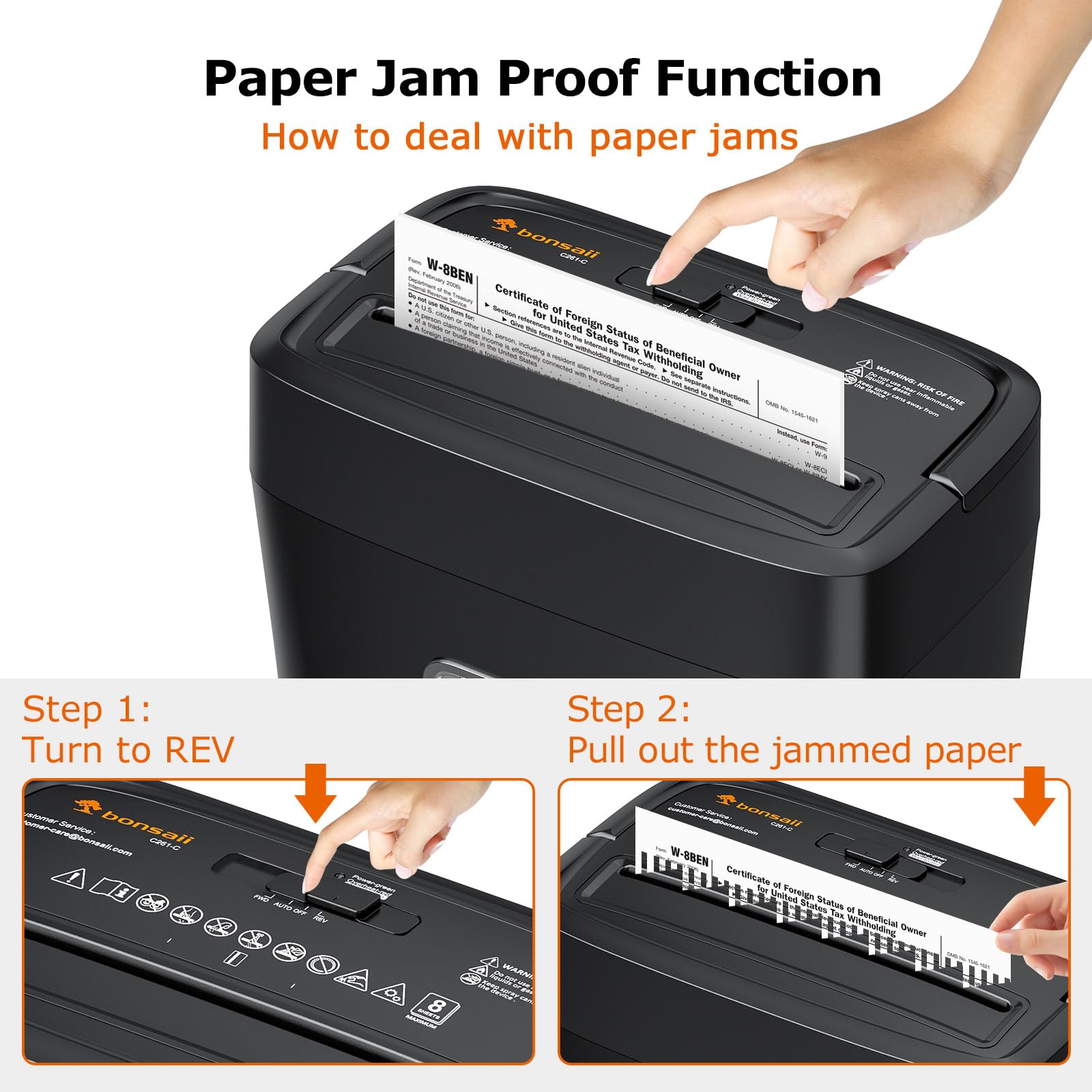 Bonsaii Paper Shredder, 8-Sheet Crosscut Shredder with 4.2 Gallon Bin Shred Credit Card/Mail/Staple/Clip, P-4 Security Level Document Shredder with Handle for Home Office (C261-C)