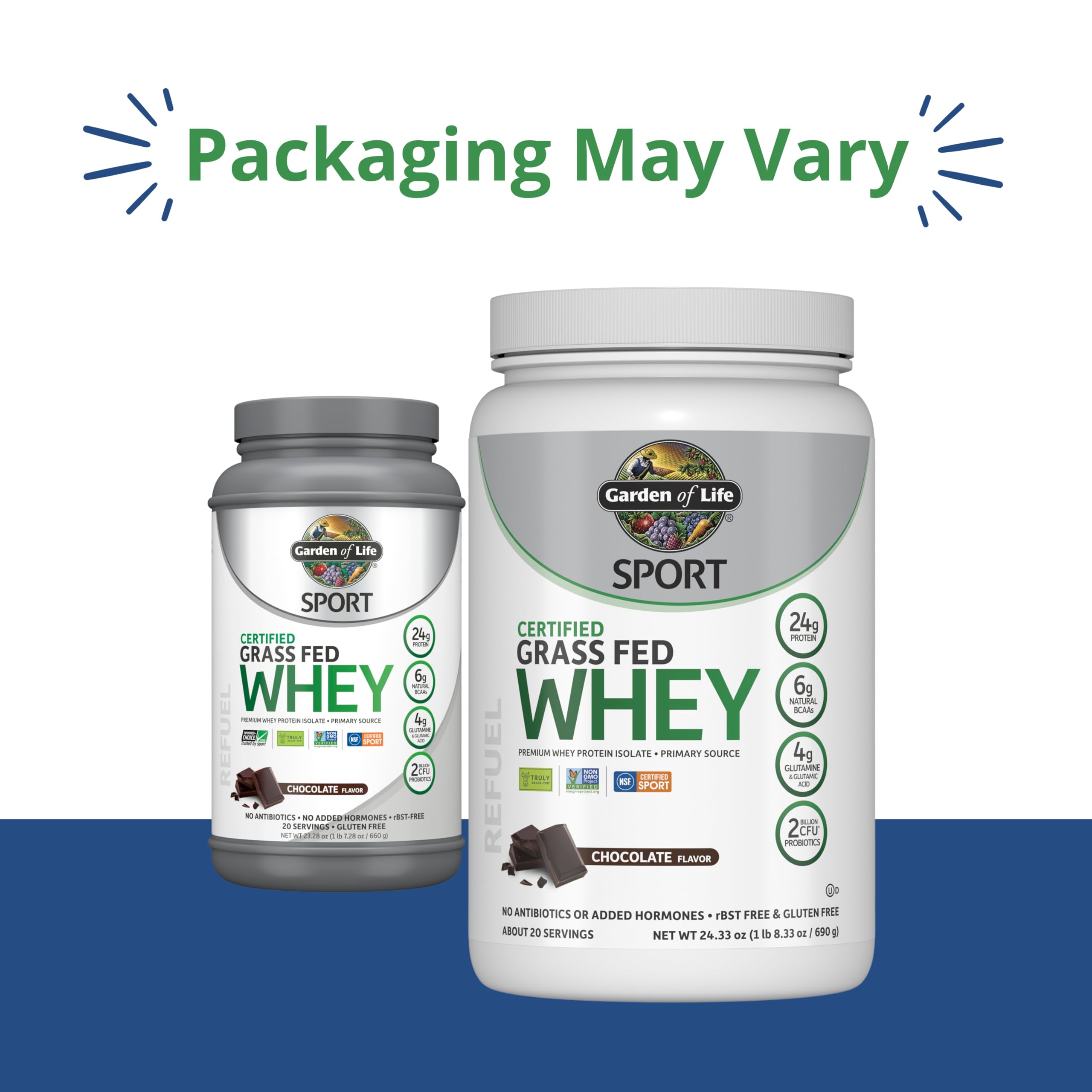 Garden of Life Sport Whey Protein Powder Chocolate, Premium Grass Fed Whey Protein Isolate Plus Probiotics for Immune System Health, 24g Protein, Non GMO, Gluten Free, Cold Processed - 20 Servings