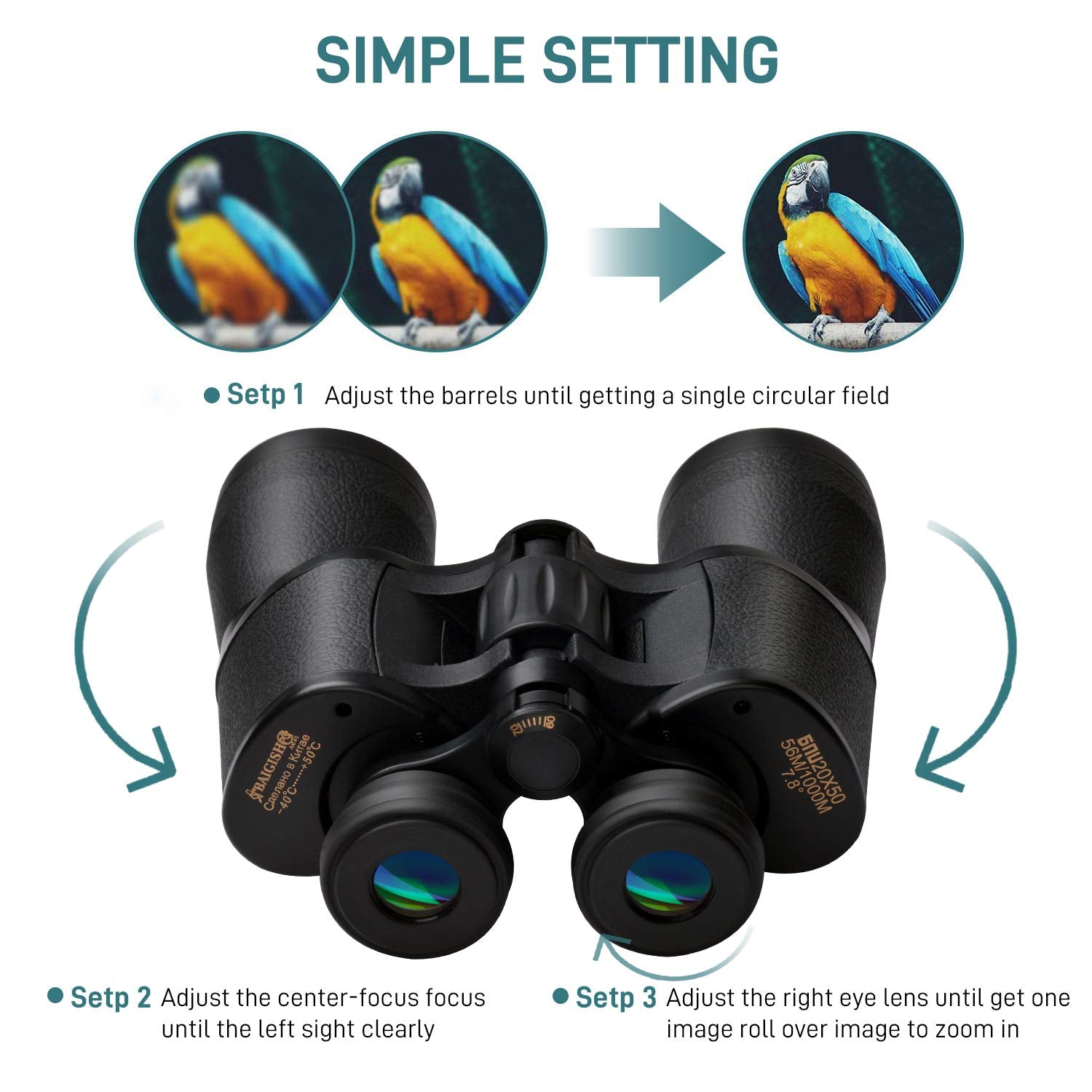 20x50 HD Binoculars for Adults High Powered Professional Waterproof/Compact Binoculars Durable & Clear BAK4 Prism FMC Lens,Bird Watching Binoculars for Adults Outdoor Sports Travel Hunting