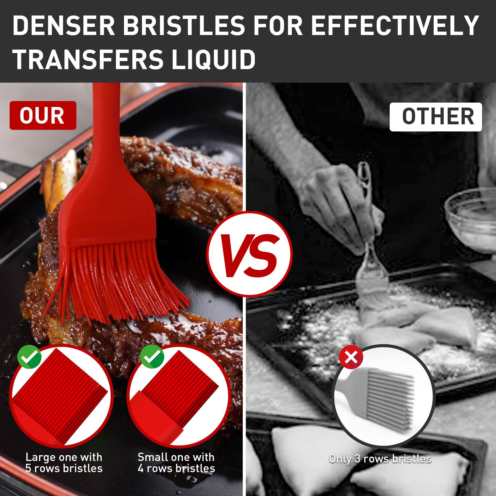 Begonia Silicone Basting Pastry Brush-2pcs Heat Resistant Cooking Brush for Oil, Sauce, Butter, BBQ, Grill and Marinade, BPA Free, Dishwasher Safe