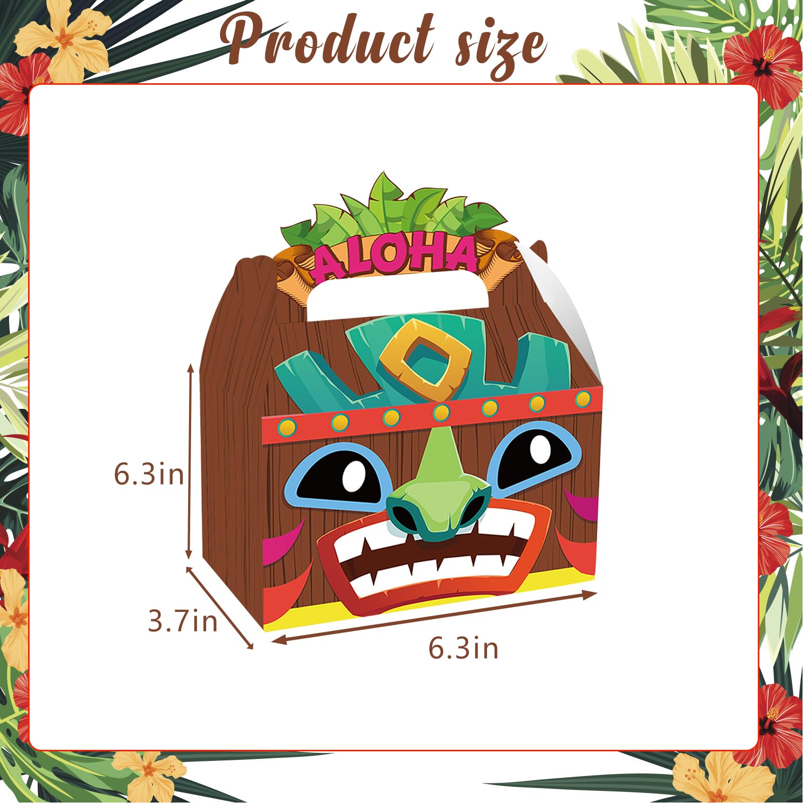 CIEOVO 24 Pack Hawaiian Aloha Party Favor Treat Boxes, Tiki Luau Print Party Goodie Candy Treat Present Boxes for Tropical Themed Aloha Hawaiian Luau Wedding Birthday Party Supplies