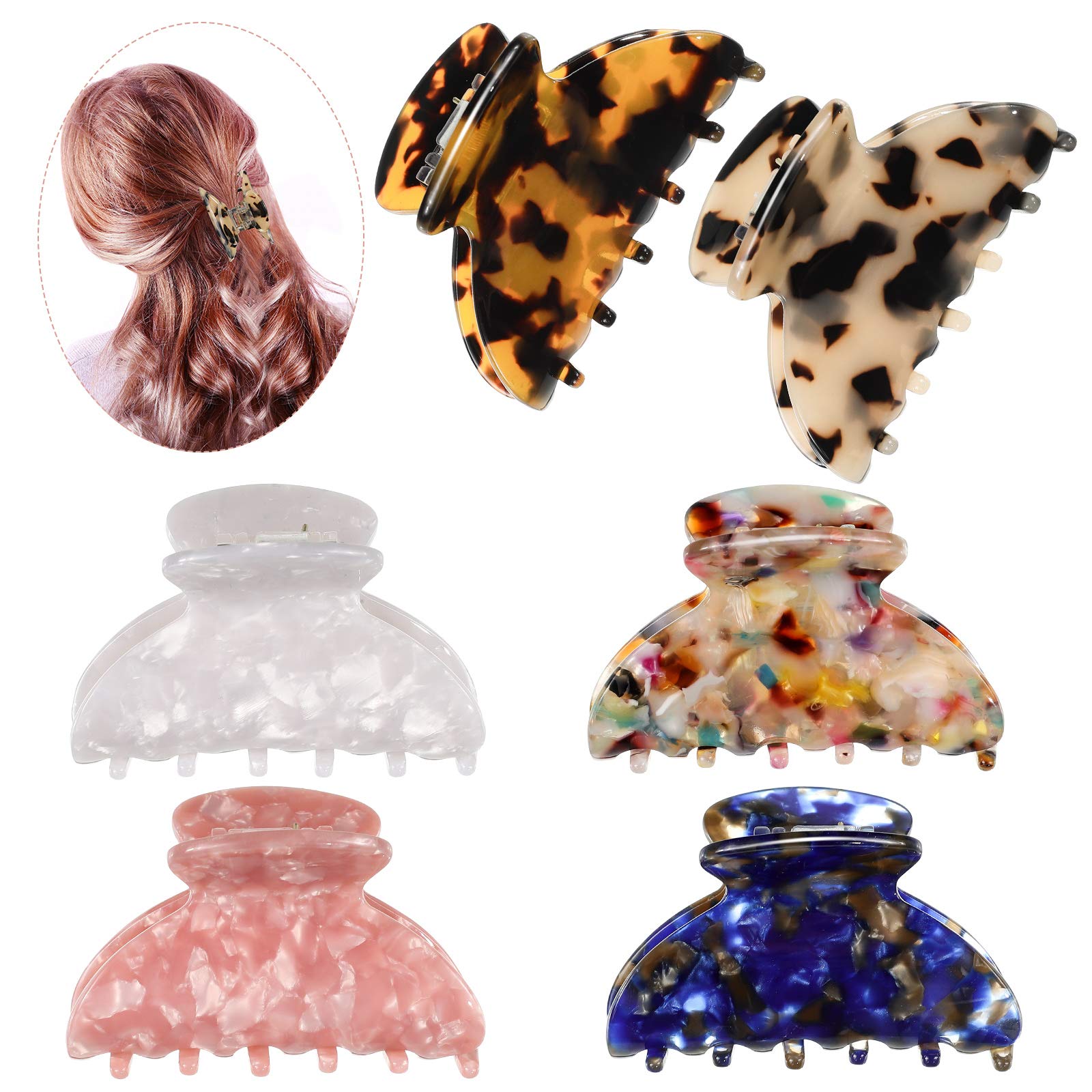 6 Pieces Medium Hair Claw Clips for Thin Hair 2.6 Inch Tortoise Shell Hair Clip Banana Clips Jaw Clips French Style Barrettes hair Clip Accessories for Women Girls(Stylish Patterns)