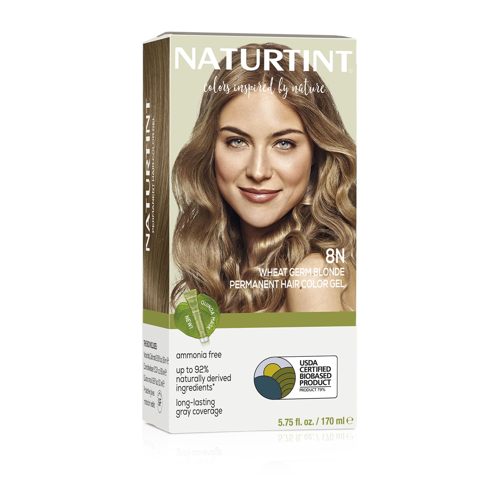 Naturtint Permanent Hair Color 8N Wheat Germ Blonde (Pack of 1), Ammonia Free, Vegan, Cruelty Free, up to 100% Gray Coverage, Long Lasting Results