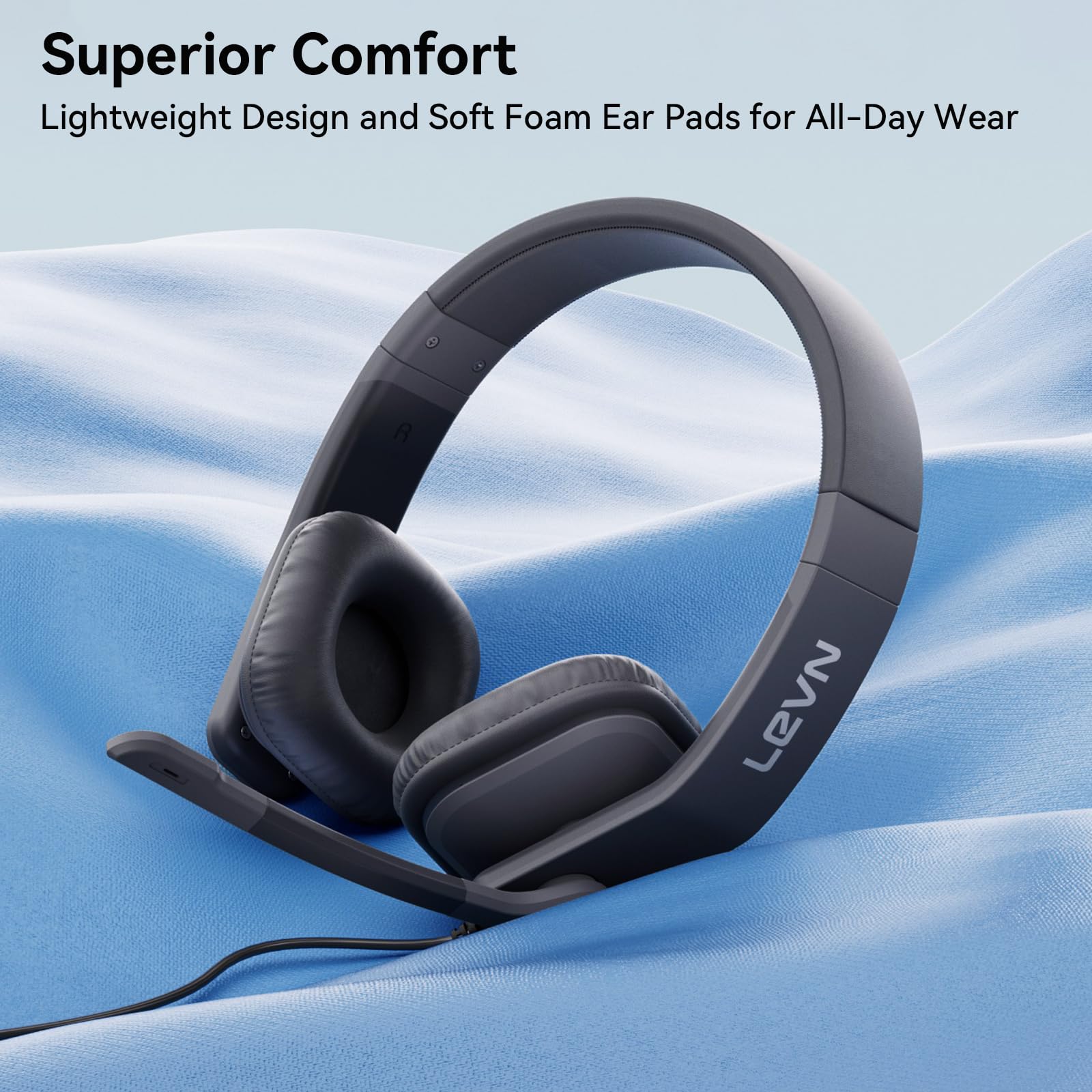 Headset with Mic, Headset with Microphone for PC, Computer Headset with Noise Cancelling Microphone for Laptop, USB Headset for Call Center Work from Home Online Class Teams Zoom Meetings