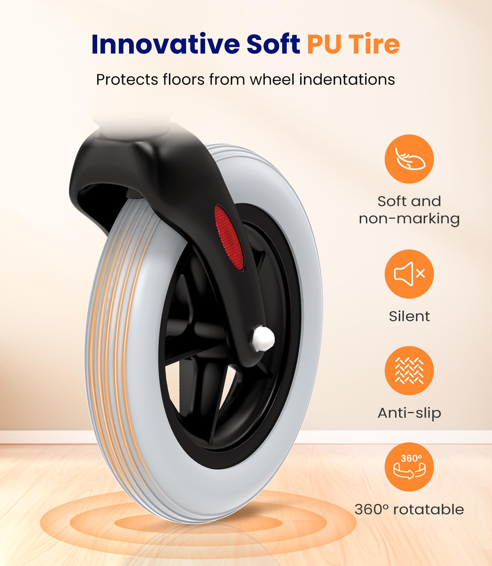 Narrow Rollator Walkers for Small Spaces, Indoor Rollator Foldable and Lightweight, Stable Home Rollator with Quiet Anti-Slip Tires, Rollators for Seniors Foldable with Tray