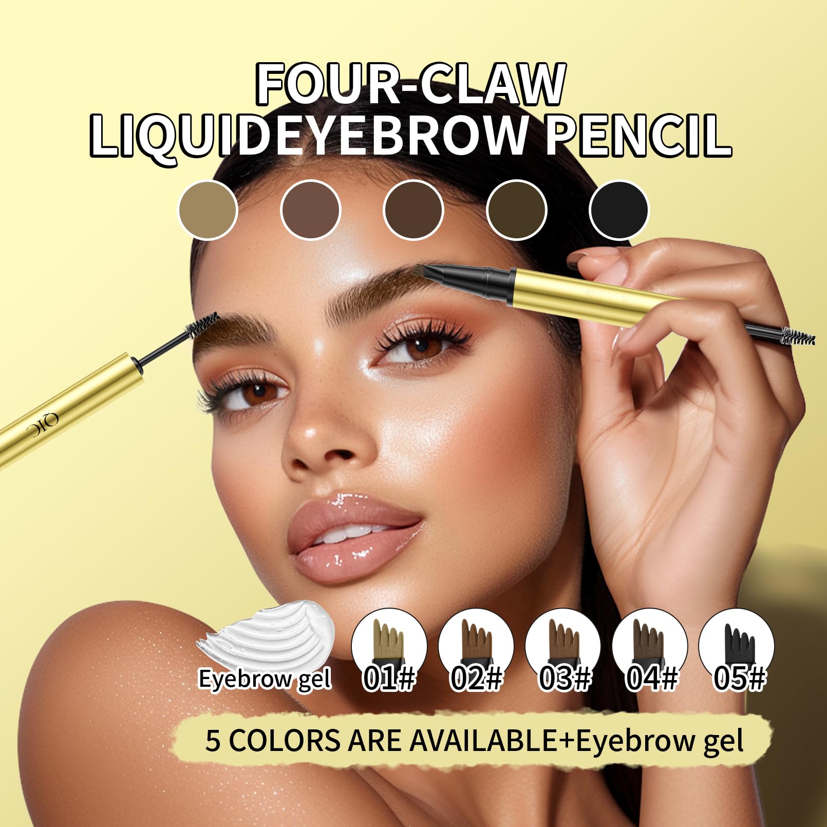 Microblading Eyebrow Pen, 2025 New Brow Pencil 2-in-1 Dual-Ended Microblading Eyebrow Pen with Micro-Fork-Tip and Precise Brush-Tip Create Natural Hair-Like Brows. (Light Brown)