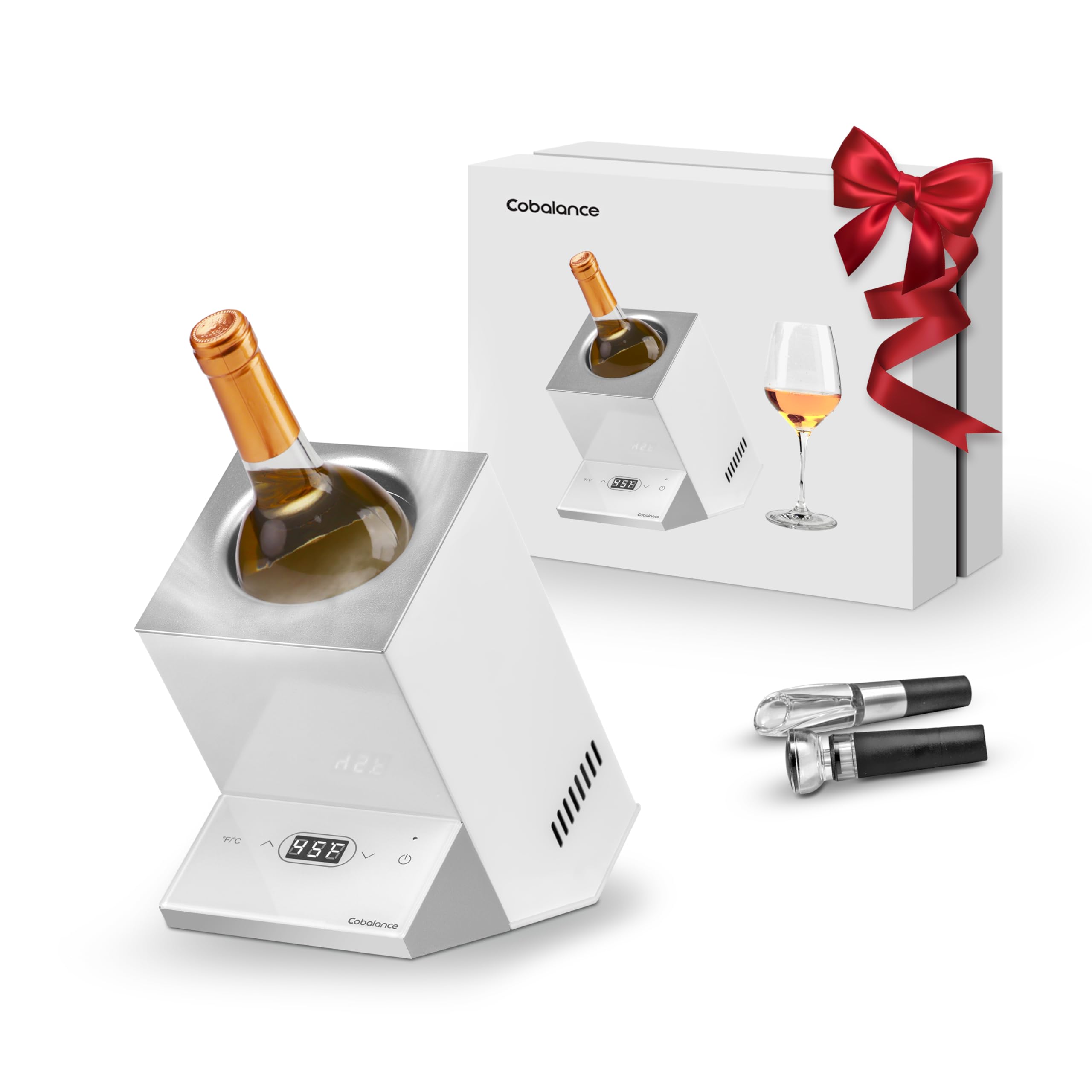 Cobalance Wine Chiller Electric, Wine Chillers Bucket for Red & White Wine or Some 750ml Champagne,Single Bottle Wine Cooler on Patio,Portable Iceless Chiller for Club Idea Party,Wine Lover Gift Set