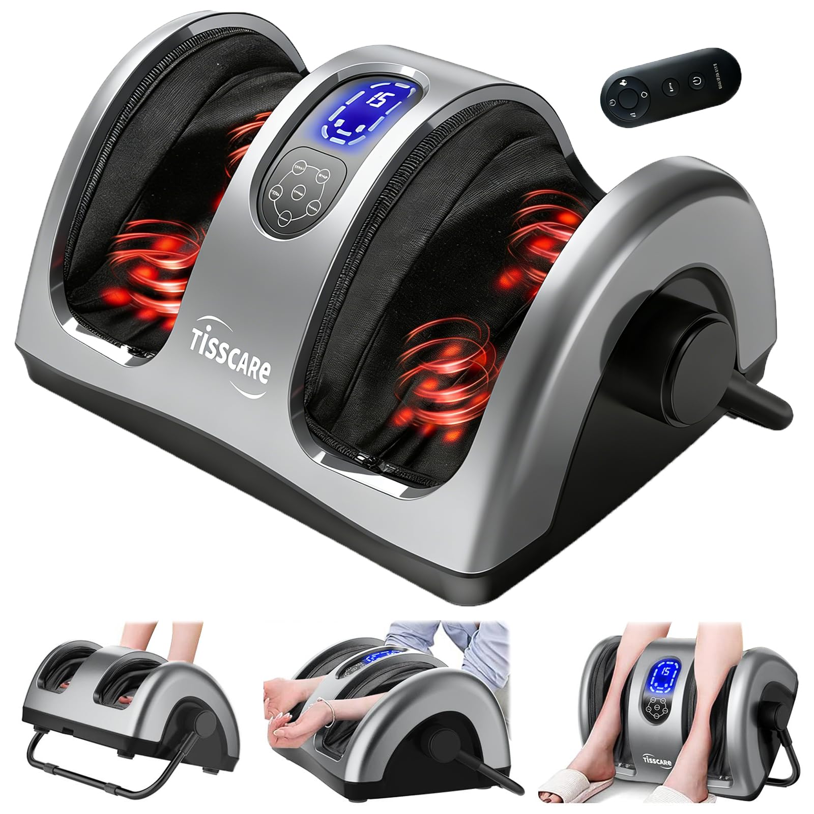 TISSCARE Shiatsu Foot Massager with Heat: FSA HSA Eligible Foot Massager for Neuropathy, Plantar Fasciitis and Pain Relief-Massage Feet/Leg/Calf/Ankle at Home/Office, Gifts for Women and Men
