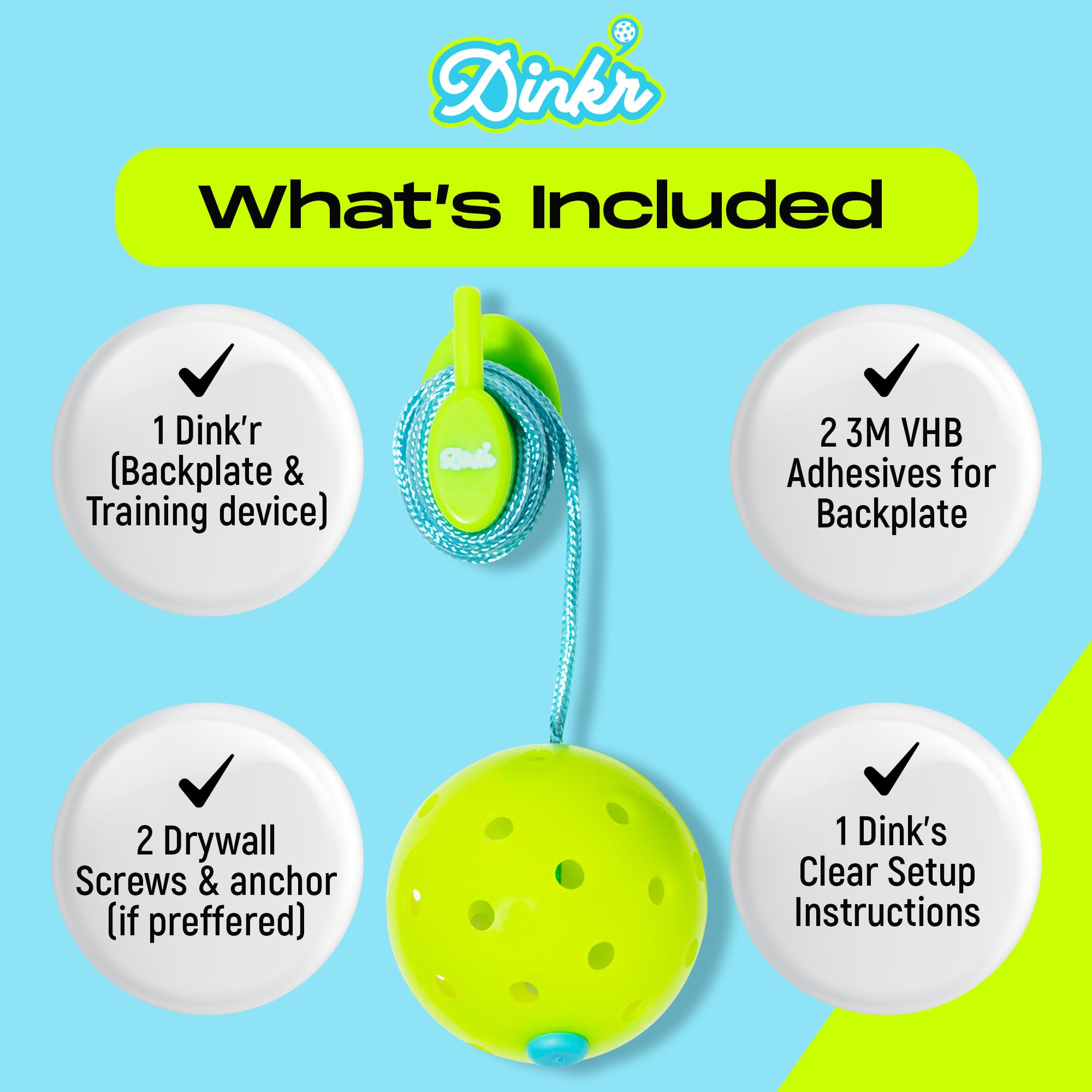 Dink’r - Pickleball Trainer, Pickleball Rebounder for Pickleball Training and Practice Sessions - Pickleball Game and Gift for All Ages - Perfect Pickleball Practice Equipment for Solo Training