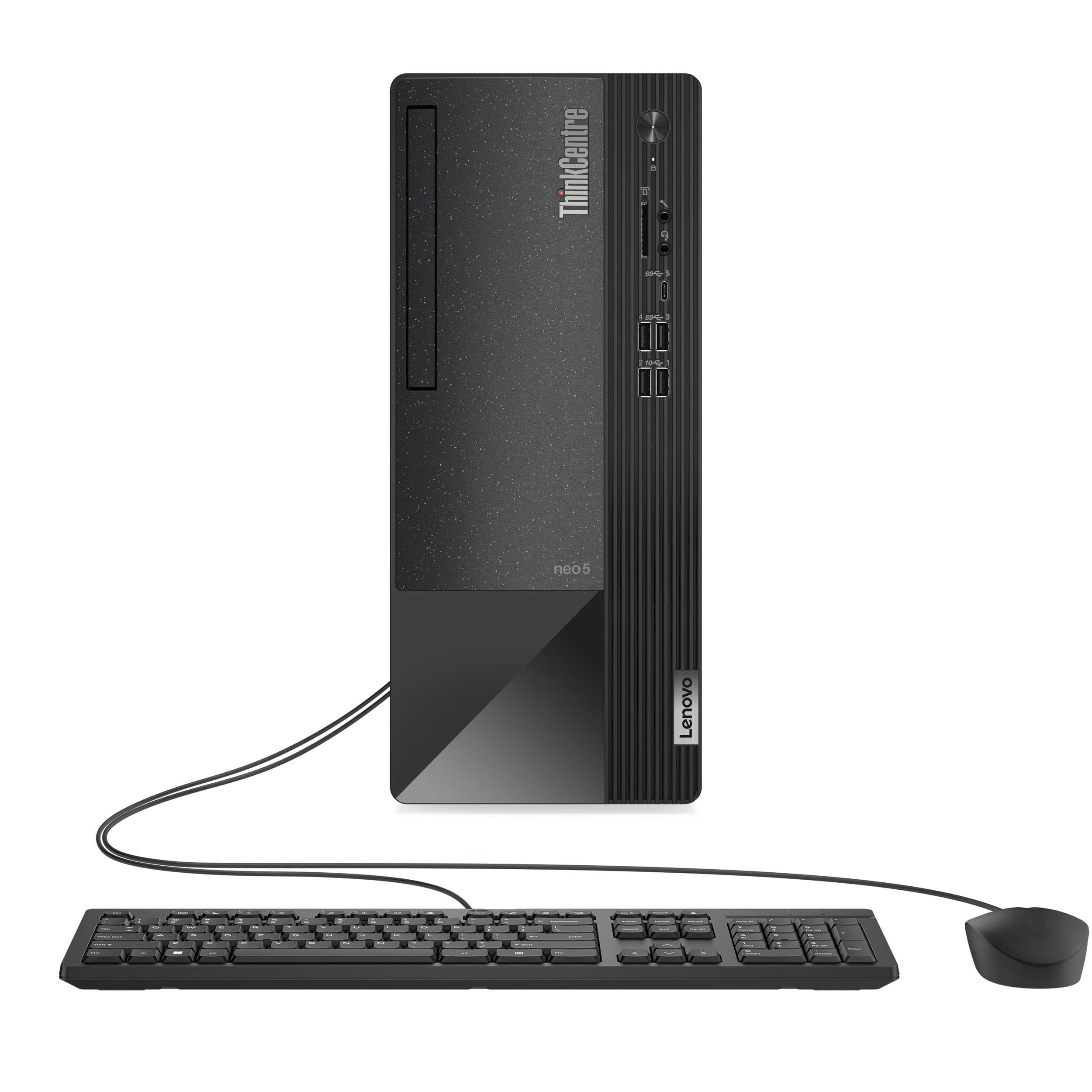 Lenovo ThinkCentre Neo 50t Tower Desktop Computer, 4-core Intel Core i3-13100, 32GB RAM, 1TB SSD, 3-Monitor Ports (DP+HDMI+VGA), RJ-45, WiFi, USB-C, Card Reader, Wired KB & Mouse, Windows 11 Pro