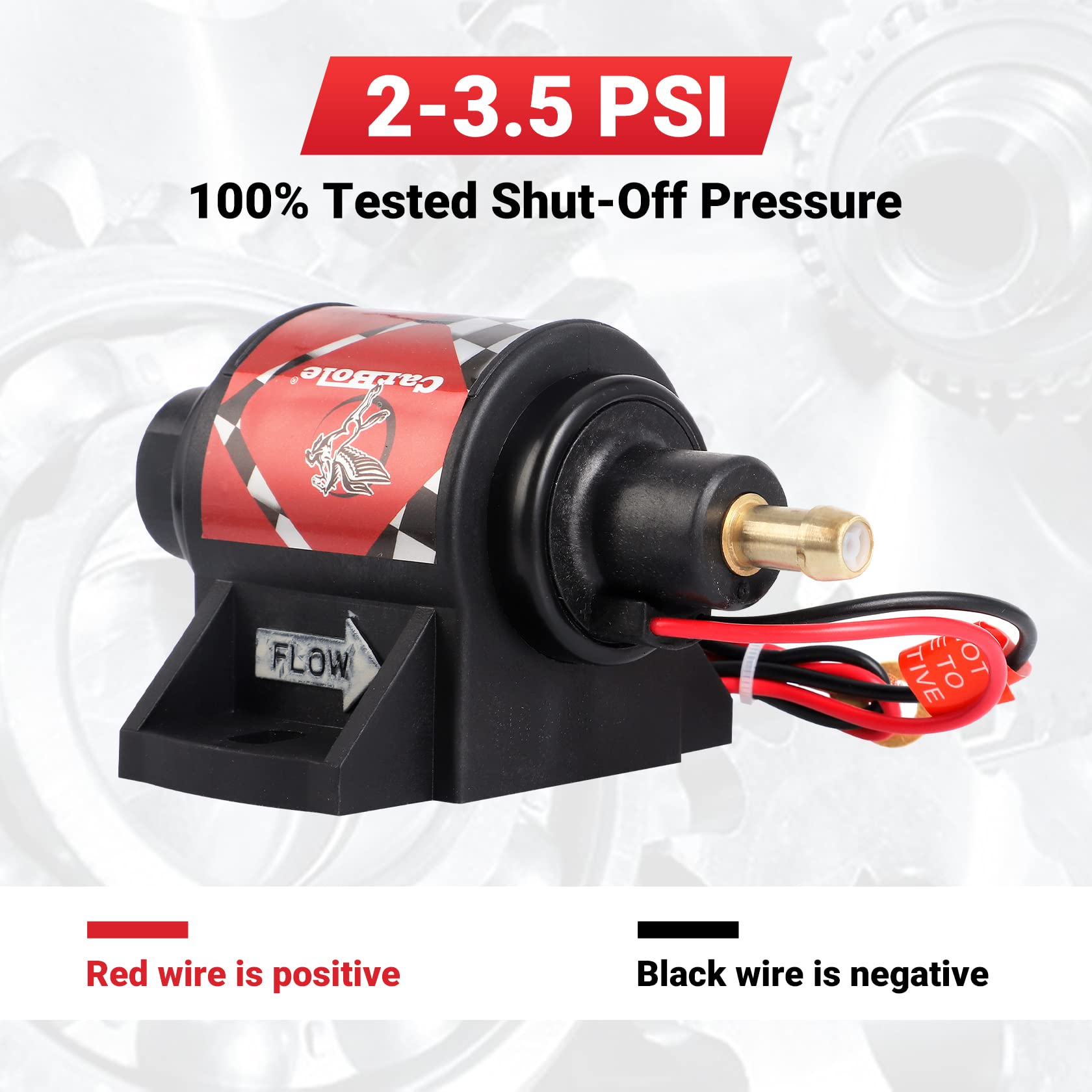 CarBole Gasoline Electric Fuel Pump Universal 5/16 Inch Inlet and Outlet Inline 12V 1-2A 28GPH 2-3.5P.S.I. Operating Fuel Pressure