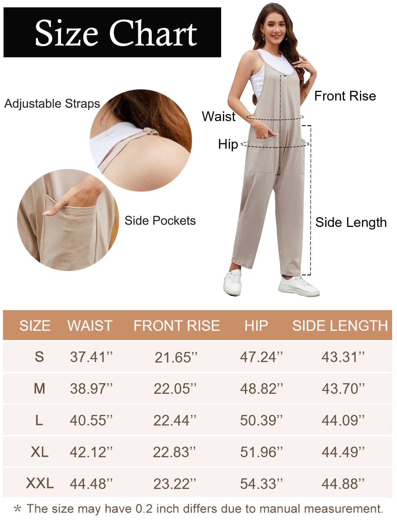 Muchpow Women's V Neck Sleeveless Jumpsuits Spaghetti Straps Harem Long Pants Overalls With Pockets (Pink,Large)