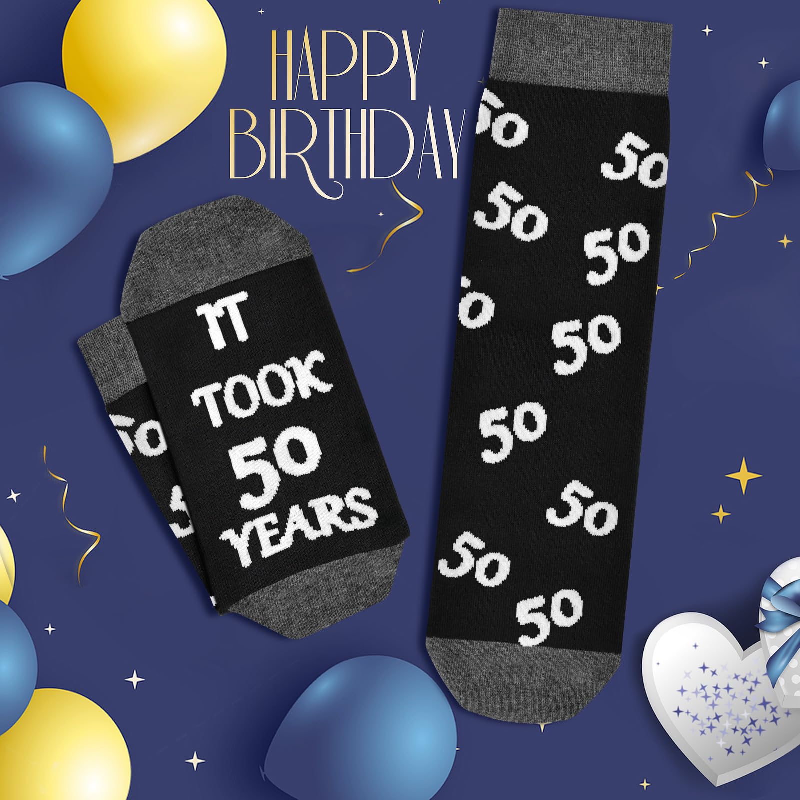 50th Birthday Gifts For Him, Mens 50th Birthday Decorations, Cool Gifts For 50 Year Old Man,Best Gifts 50th Birthday, Mens 50th Birthday Gift Ideas, Funny Crews Black Cotton Socks