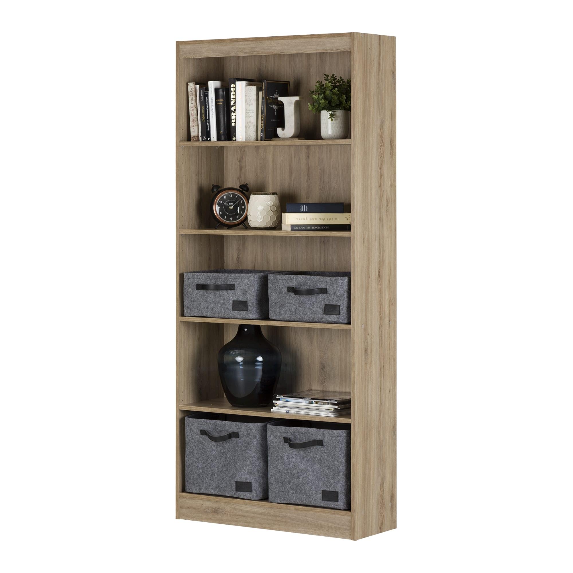 South Shore Axess 5-Shelf Bookcase - Rustic Oak