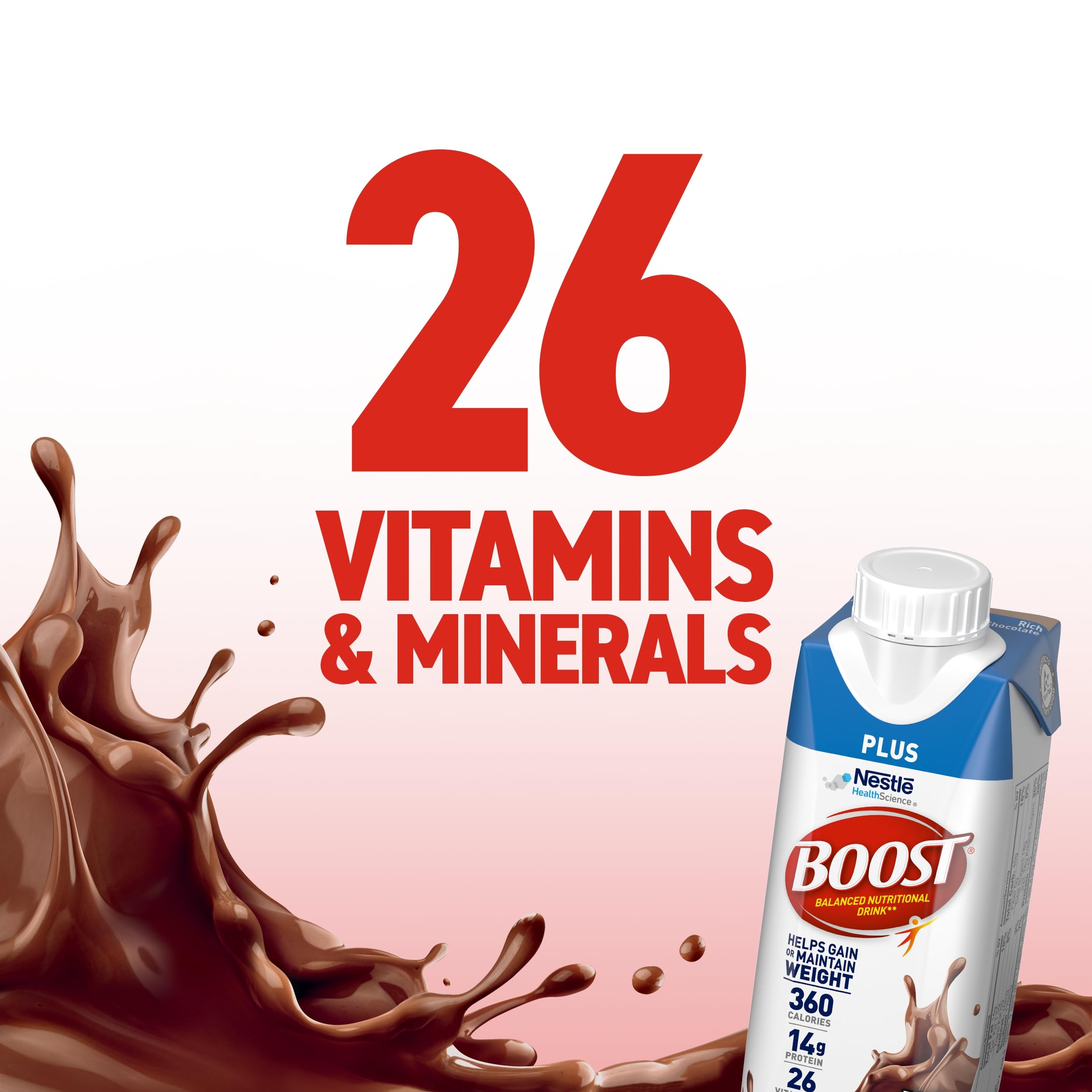 BOOST Plus Ready to Drink Balanced Nutritional Drink, Rich Chocolate, 8 Fl Oz (Pack of 24)