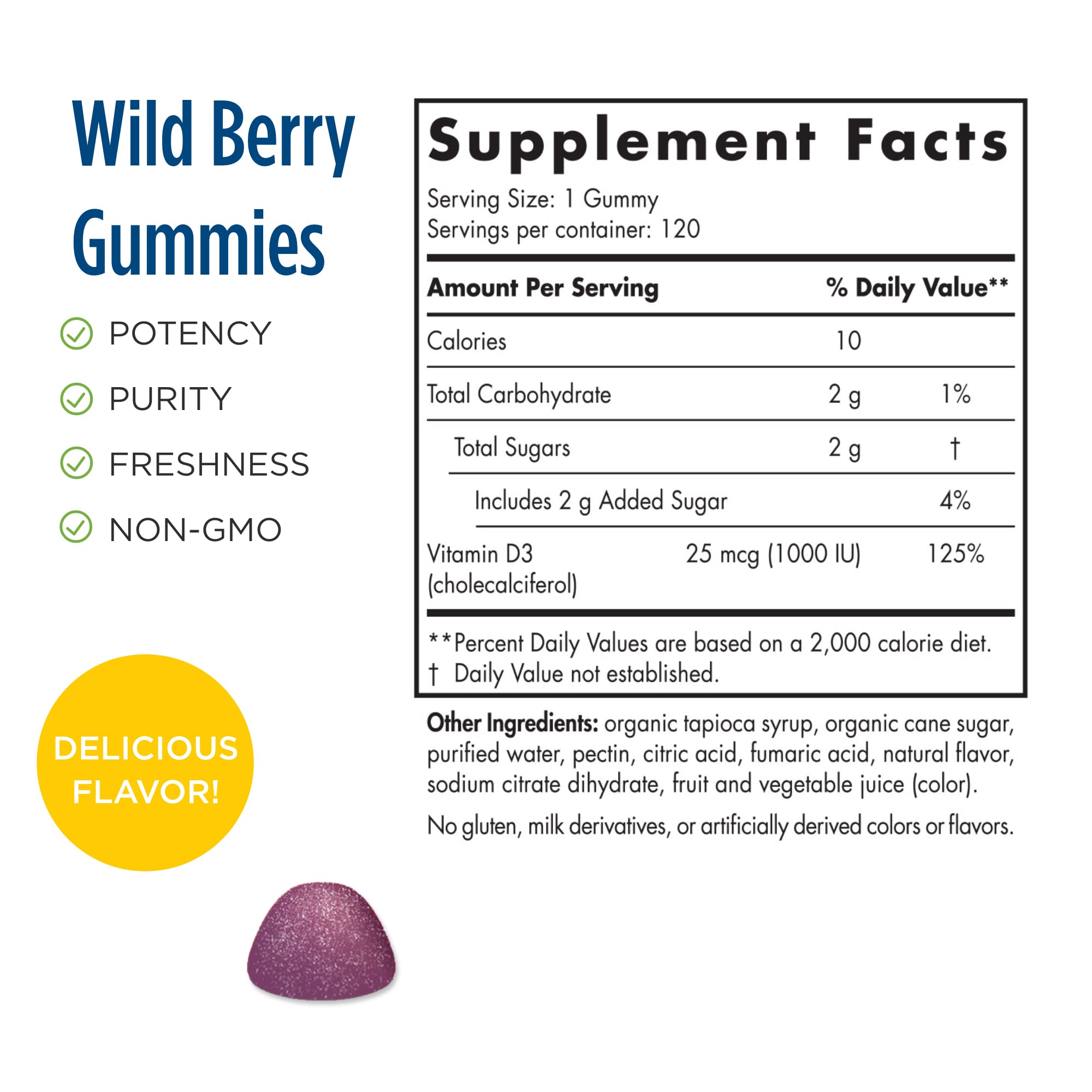 Nordic Naturals Pro Vitamin D3 Gummies, Wild Berry - 120 Gummies - 1000 IU Vitamin D3 - Great Taste - Healthy Bones, Mood & Immune System Function - Non-GMO - 120 Servings