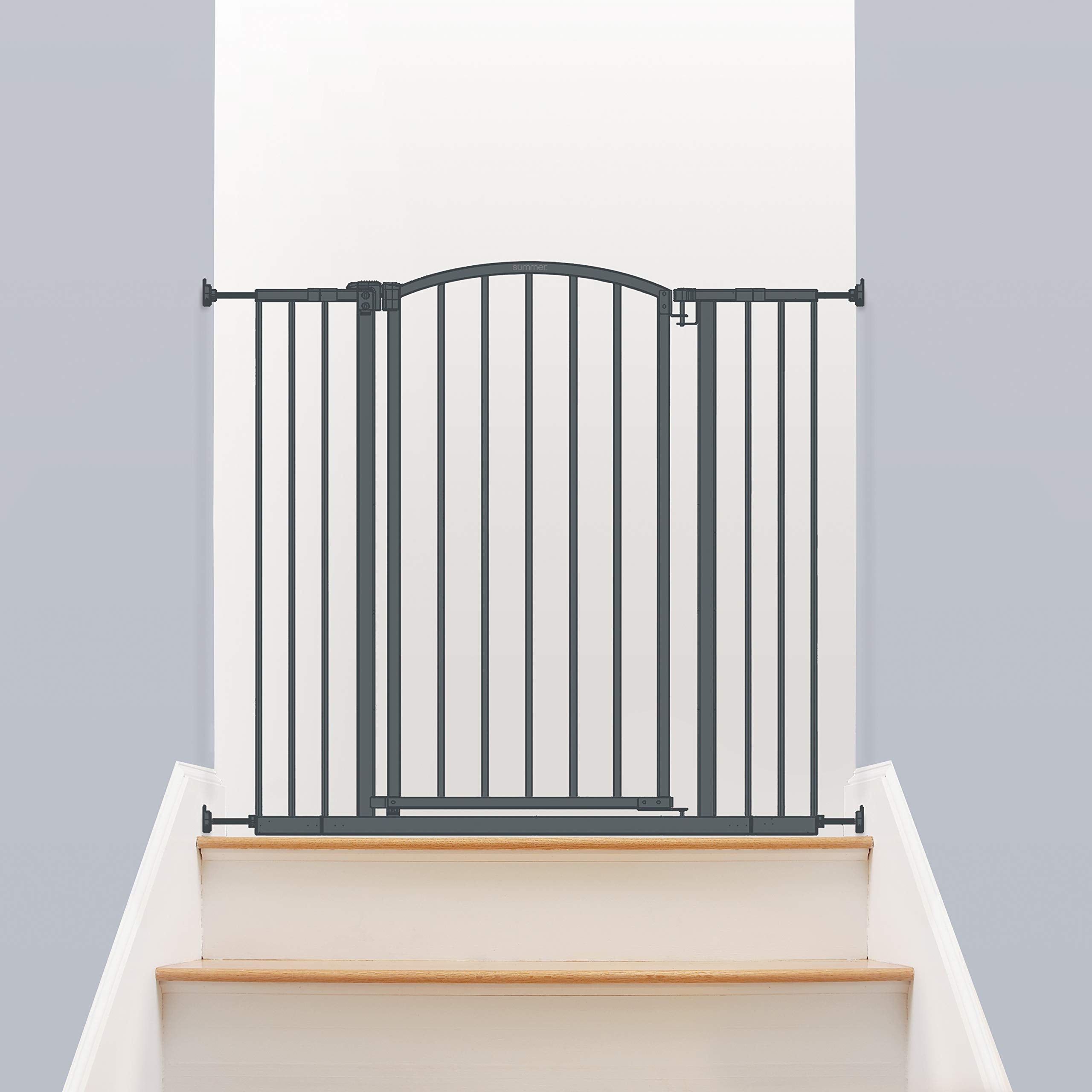 Summer Infant Extra Tall Decor Safety Pet and Baby Gate, 28” - 38.25” Wide, 36" Tall, Install In-between Rooms, Doorways and Stairways, 20” Wide Door Opening - Gray