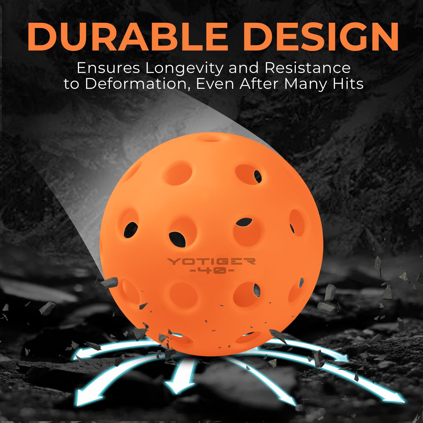 YOTIGER Pickleball Balls, 4 Pack 40 Holes Outdoor Pickleballs, High Bounce Orange Pickle Balls, Stylish and Durable Pickleball Balls for All Style Pickleball Paddles & All Skill Levels