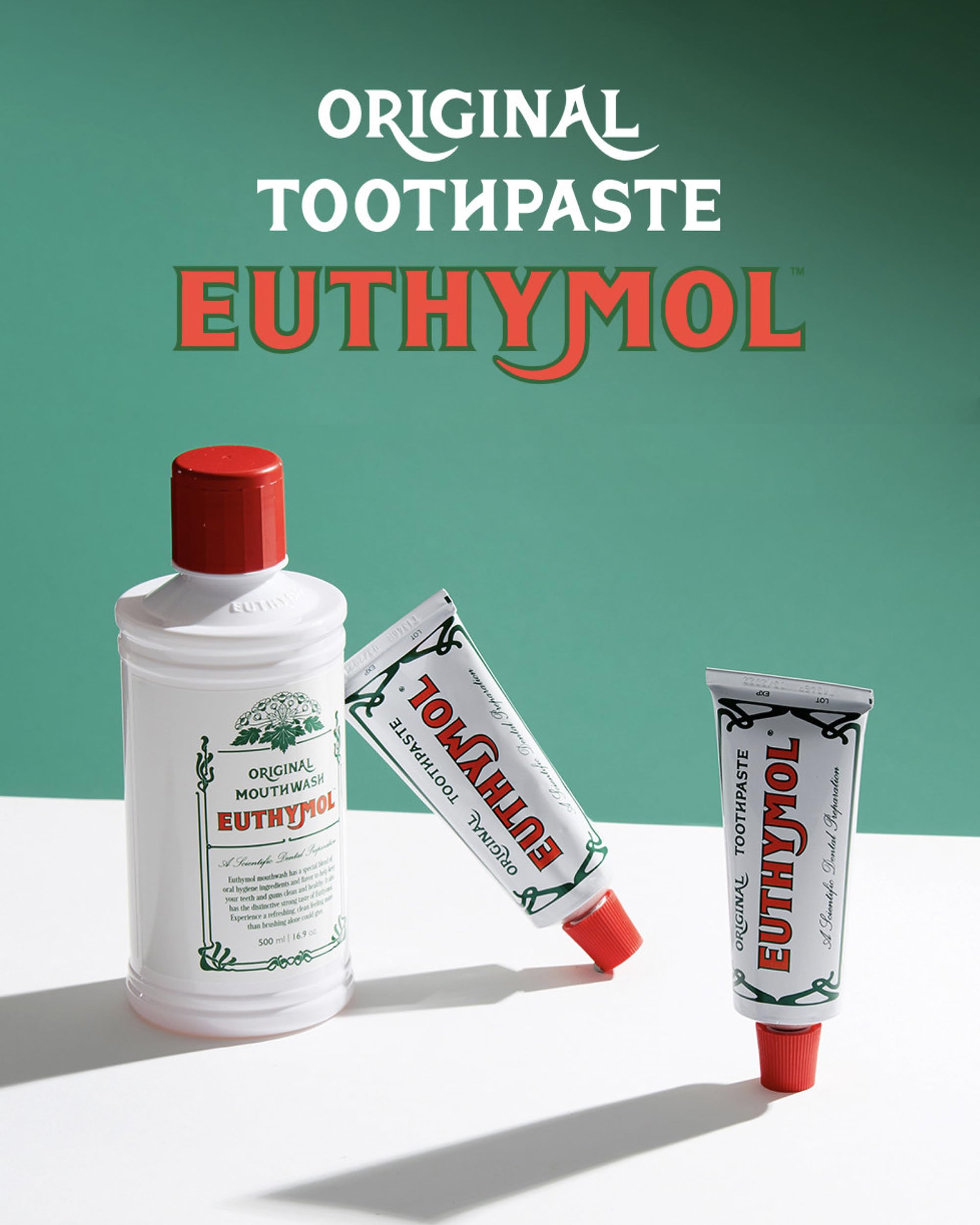 EUTHYMOL Original Toothpaste (3.7fl oz*5, Pack of 5) - Fluoride-Free Toothpaste for Sensitive Teeth & Gum. Bad Breath, Cavity Prevention, 12-Hour Long Lasting Freshness with Wintergreen