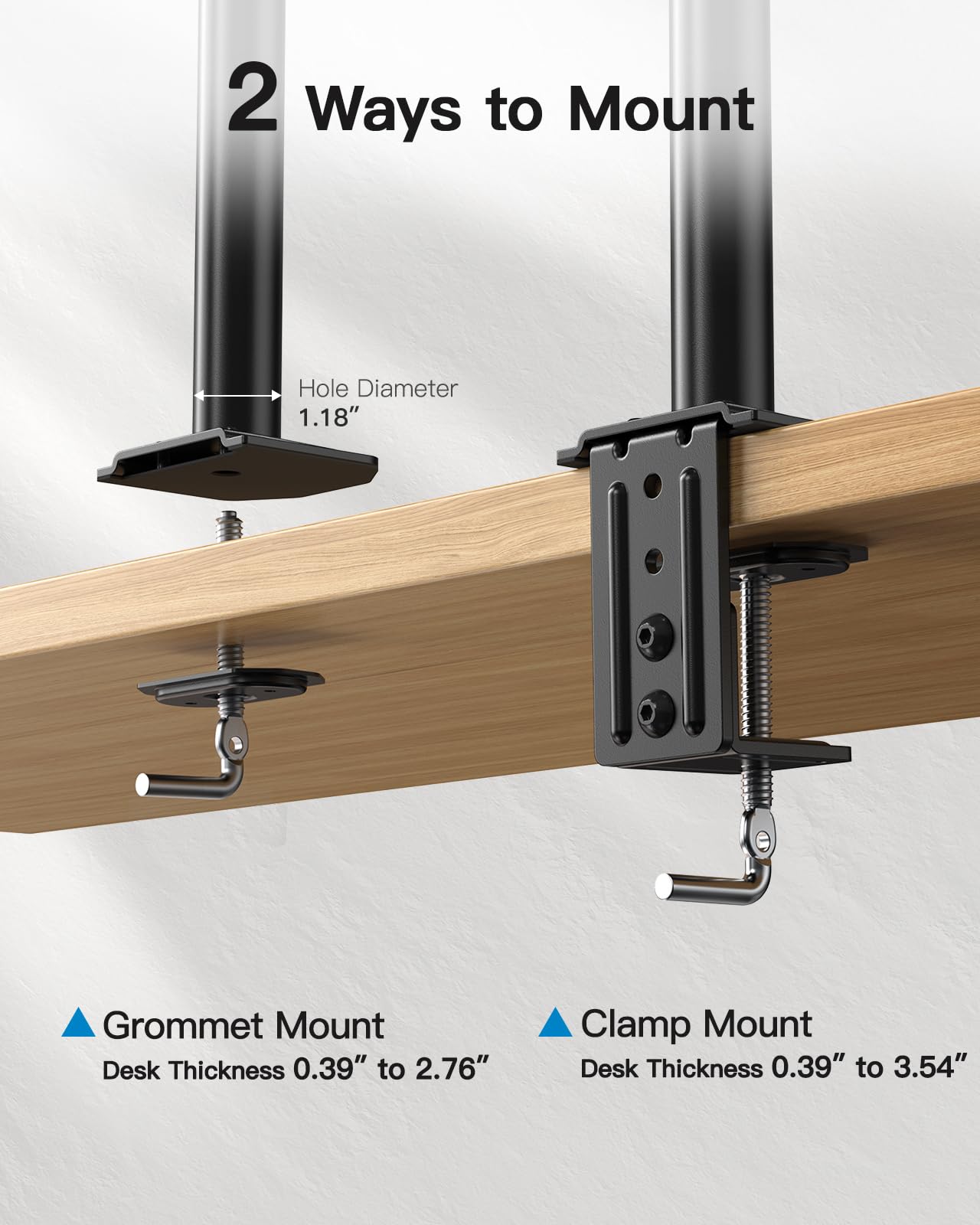 HUANUO Dual Monitor Mount for 2 Monitors up to 30 inches, Heavy Duty Dual Monitor Stand Holds up to 22 lbs, Dual Monitor Arm with Height Adjustable Tilt Swive Rotate, VESA Hole 75mm or 100mm