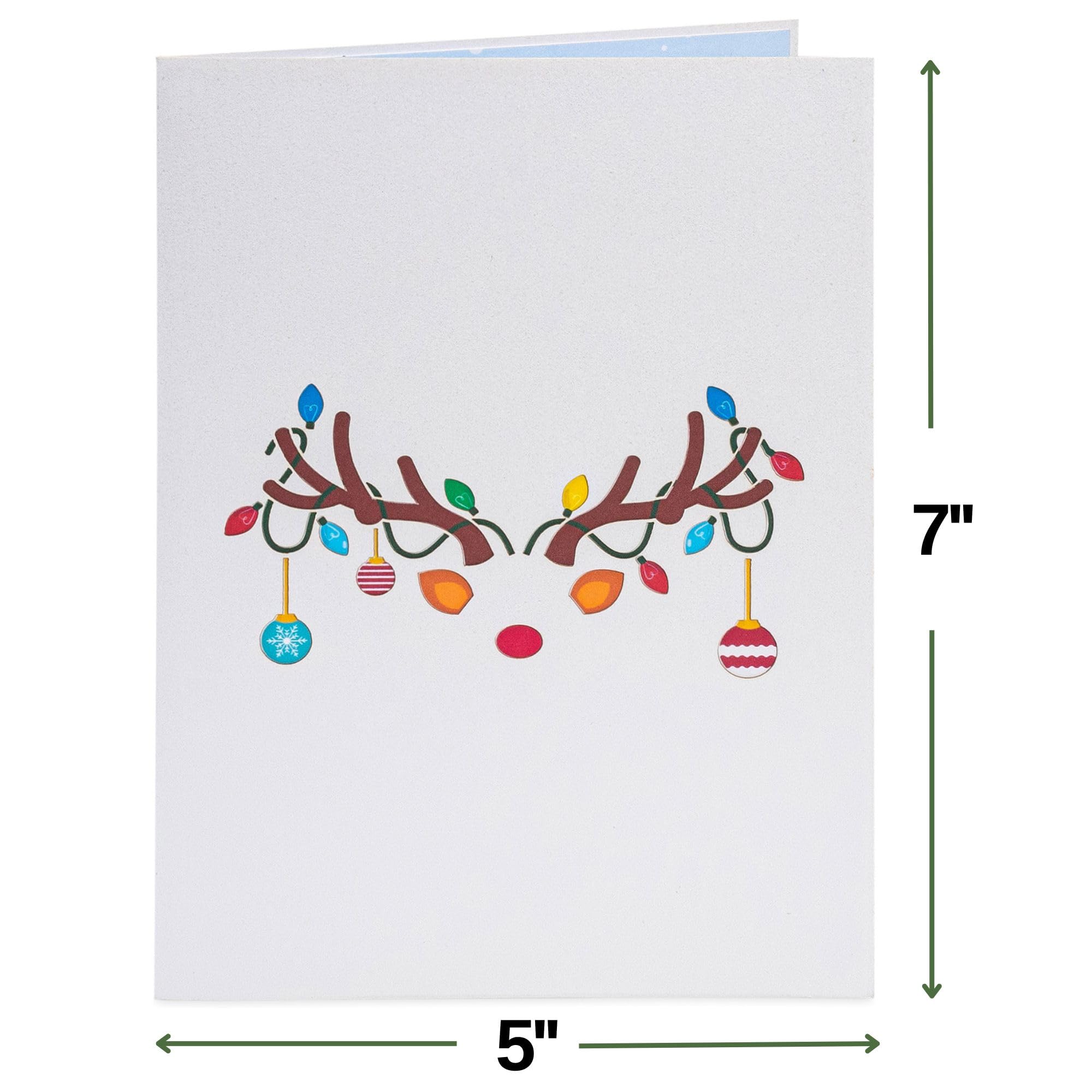 Paper Love 3D Reindeer Pop Up Christmas Card, Gift for Christmas or Holidays, 5" x 7" Cover - Includes Envelope and Removable Note Tag