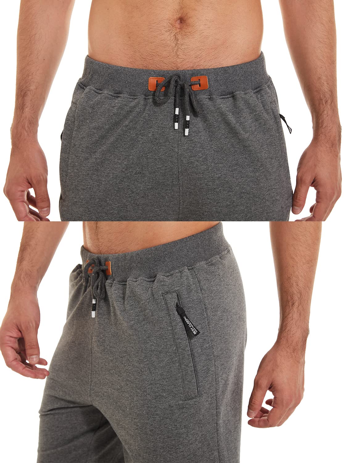 QPNGRP Mens Shorts Casual Drawstring Zipper Pockets Elastic Waist Darkgray 34