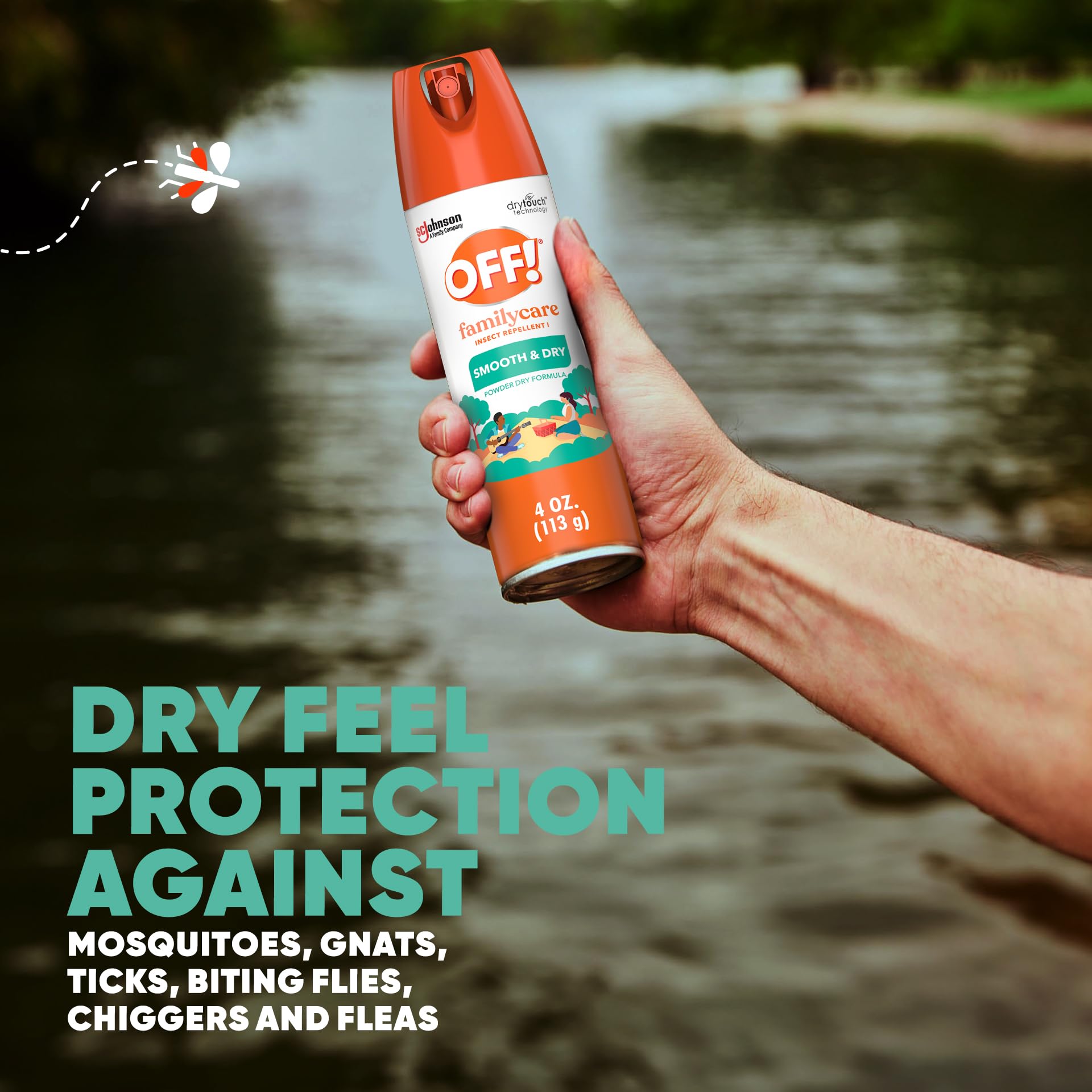 OFF! FamilyCare Insect & Mosquito Repellent Aerosol, Smooth and Dry Formula Bug Spray, Provides up to 6 Hours of Protection, 4 oz