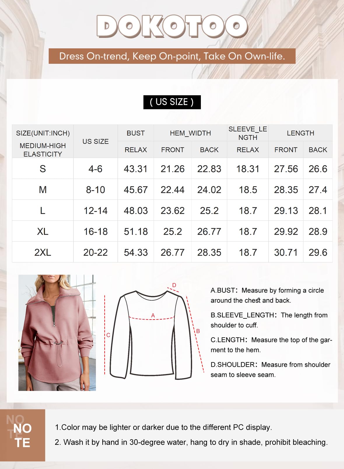 Dokotoo Hoodies for Women Zip Up Long Sleeve Drawstring Waist Casual Lightweight Soft Pullover Oversized Sweatshirt Quarter Zipper Sweatshirts Tunic Tops Fall Winter Outfits Clothes Blue XX-Large