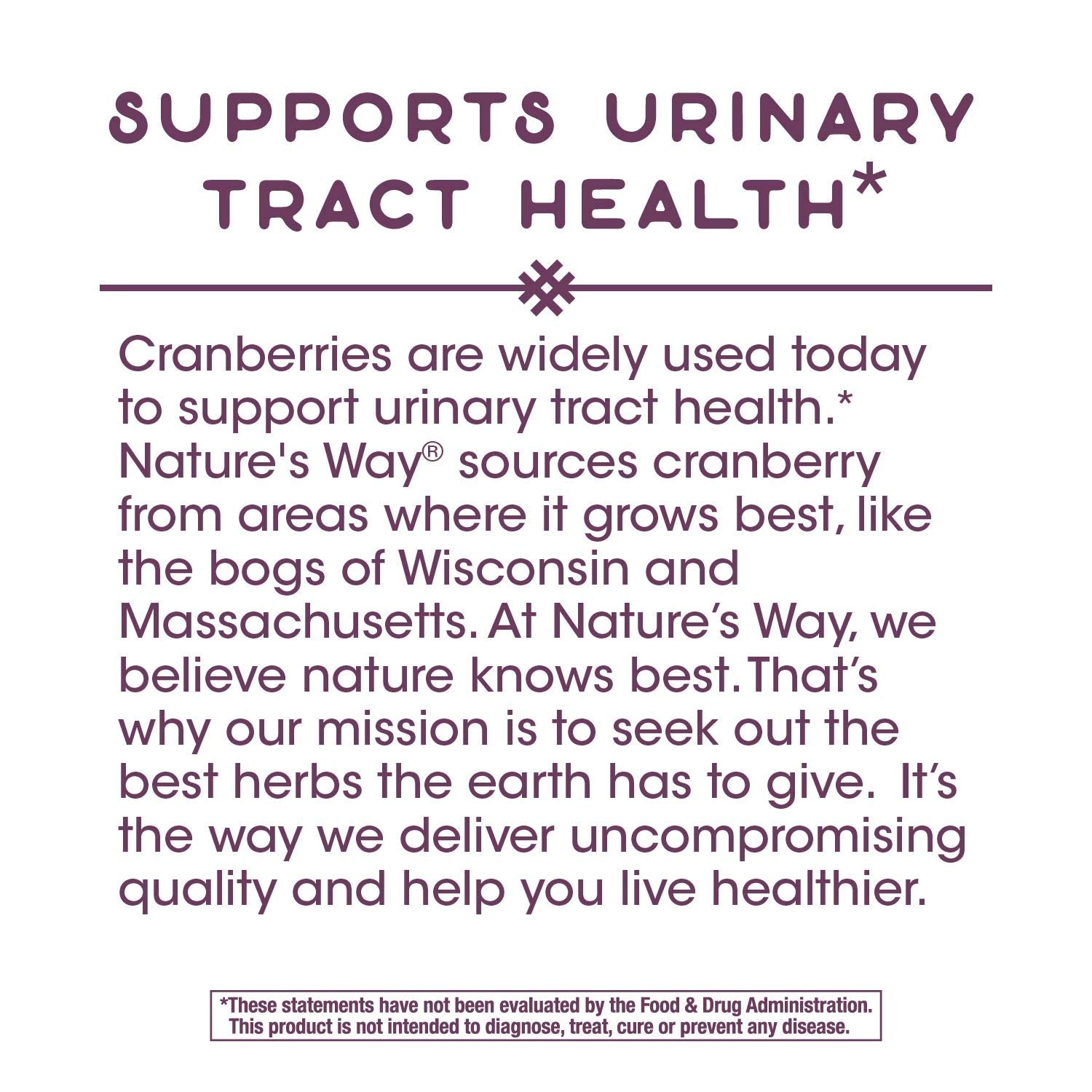 Nature's Way Premium Cranberry, Urinary Tract Health Support* Supplement with Vitamin C, 400mg Cranberry Per Serving, 120 Capsules