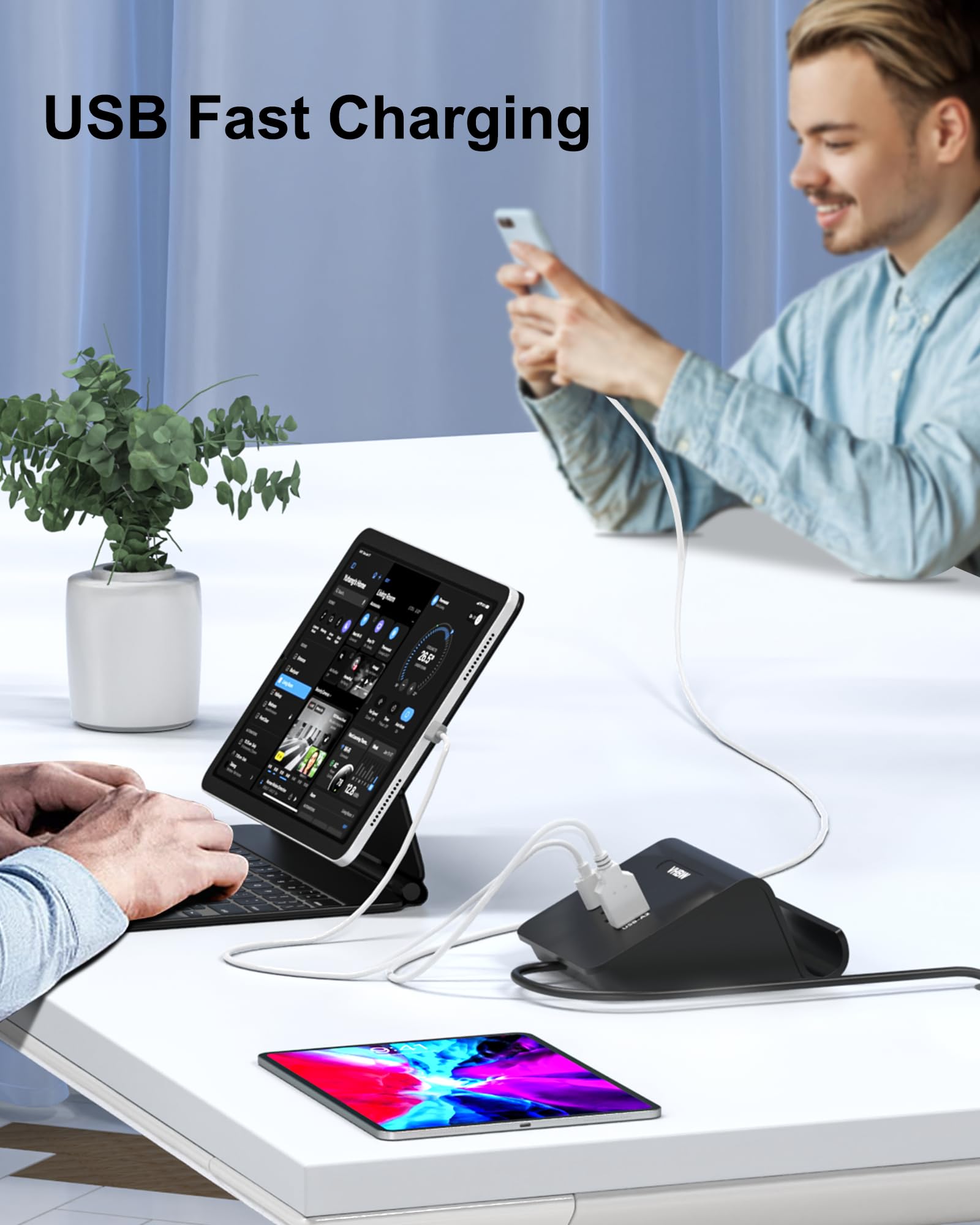 USB C Charger Block 25W,VHBW 4 Port Multi USB Fast Charging Station for iPhone 14/13/12,Samsung Galaxy S23/S22/S21,etc (4USB-2A2C-Black)