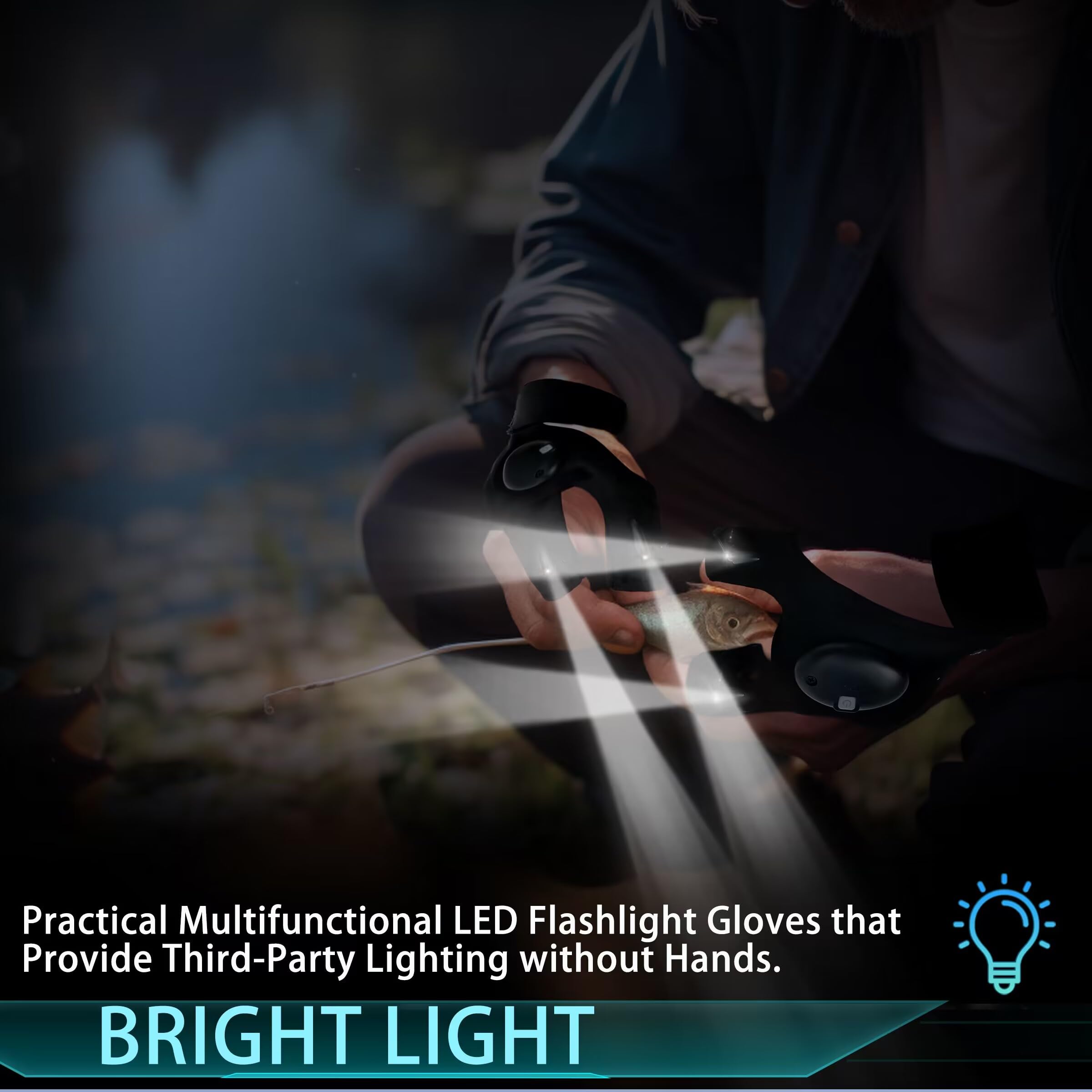 lucdnc LED Flashlight Gloves Gifts for Men Christmas Gifts Stocking Stuffers for Adults Cool Gadget Hands-Free Lights Tools for Fishing Camping Repairing Unique Men Birthday Gifts