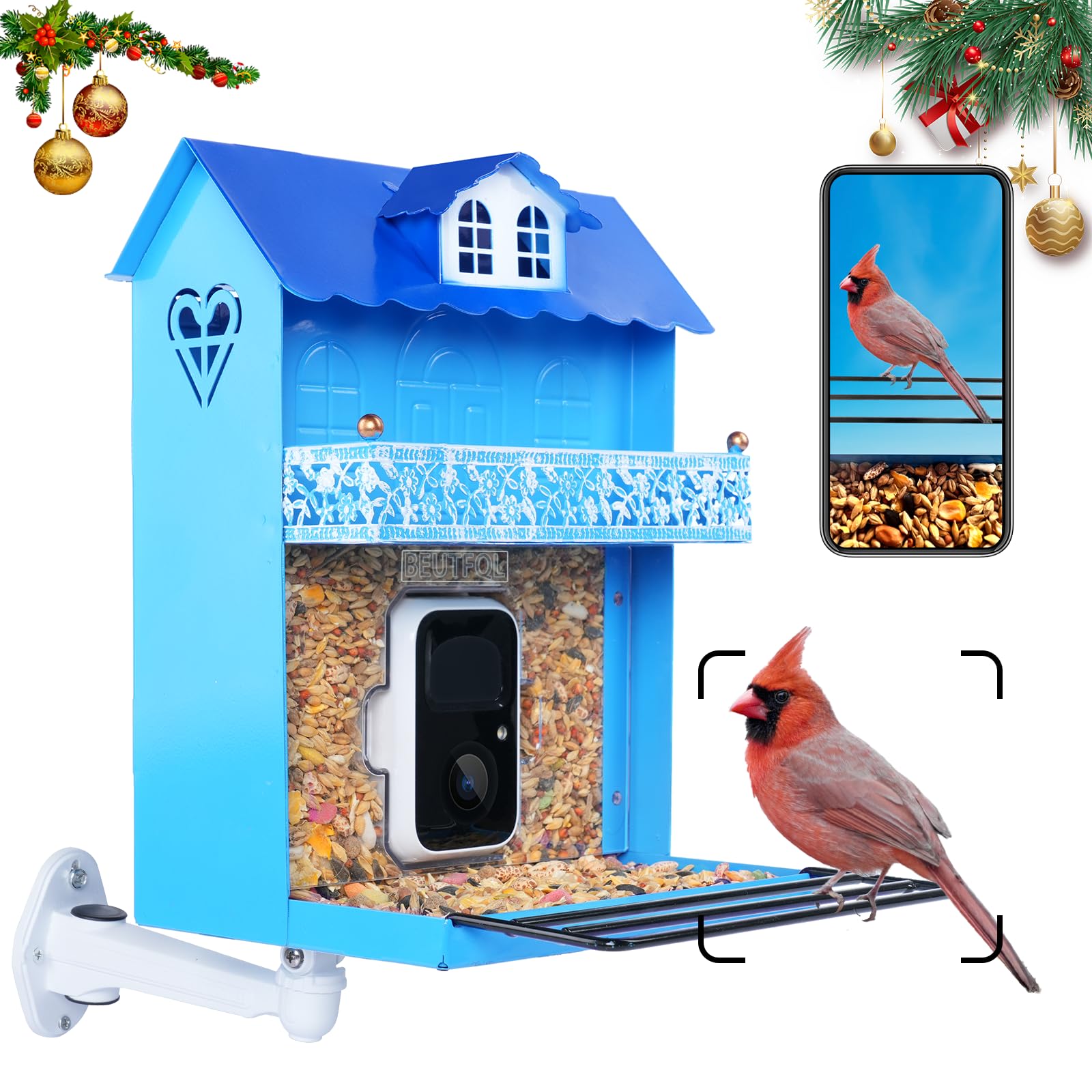 Smart Bird Feeder with Camera.Auto Capture Birds Videos & Bird Motion Detection,Wireless App Notification,Birdhouse Camera,Lifetime 32G Free Space.Idea Gift
